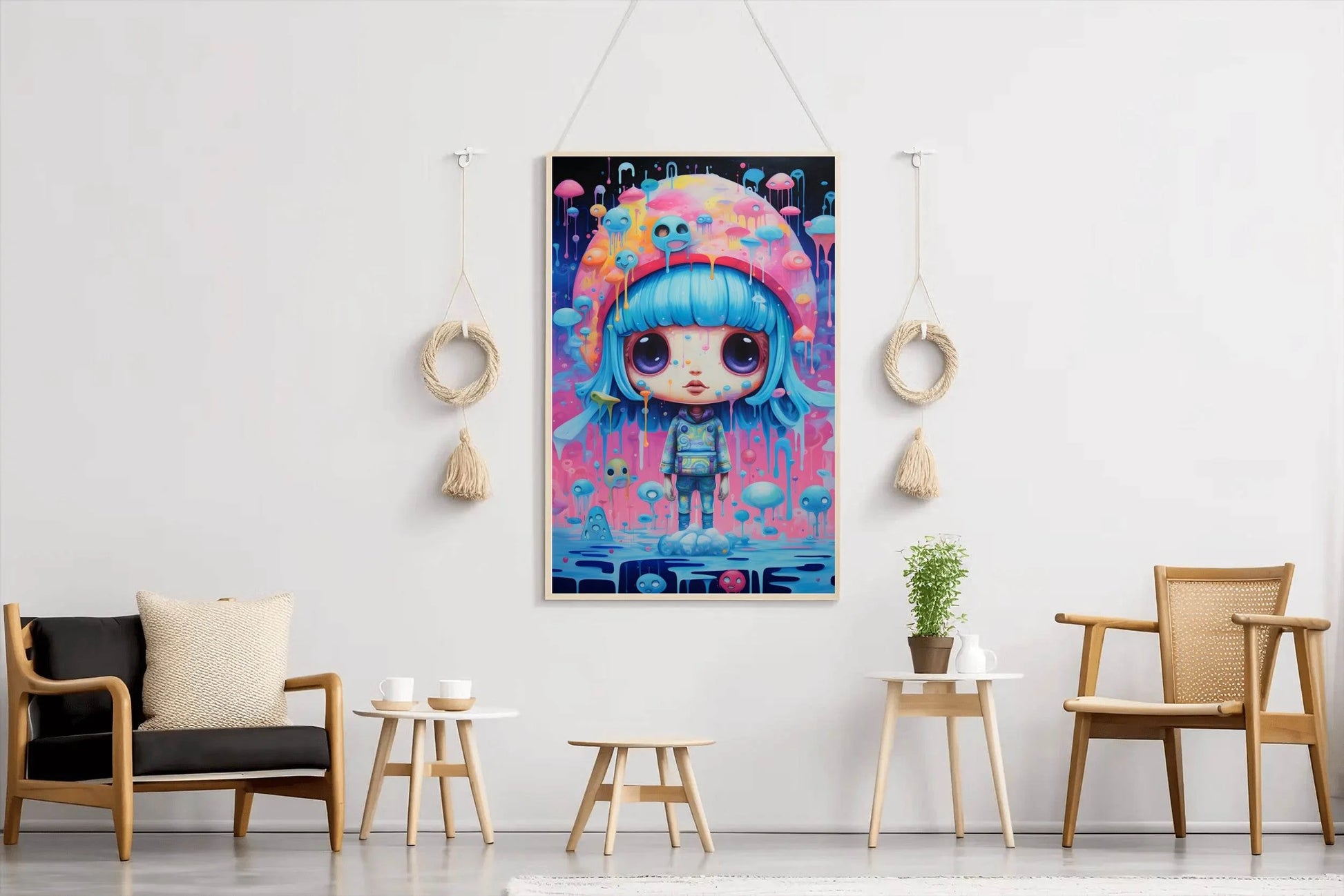 Fantasy Girl With Blue Hair Wall Art - beink online art store