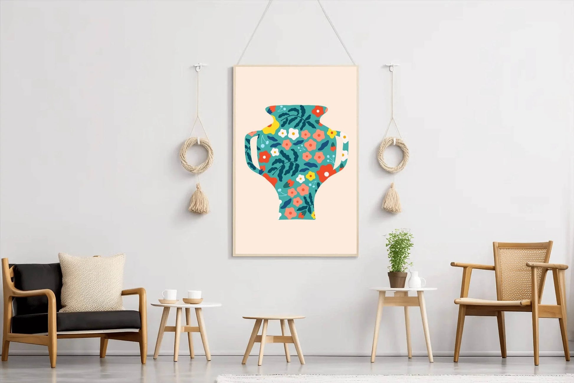 Decorated Flower Pot Painting Wall Art - beink online art store