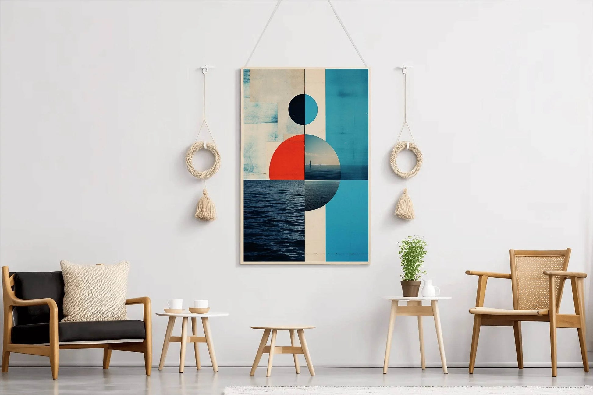 Creative Geometric Shapes With Sea Abstract Wall Art - beink online art store