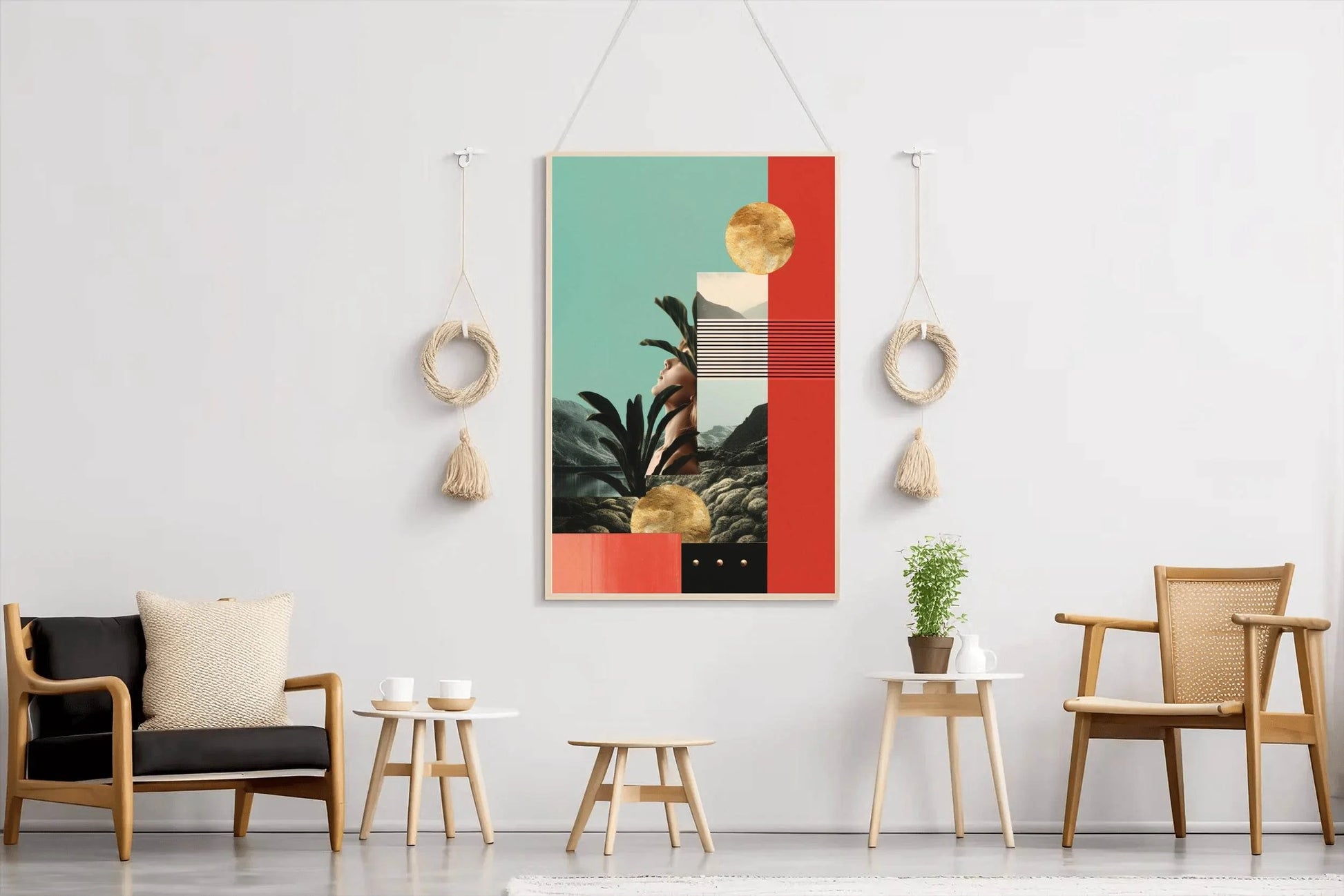 Girl Behind Geometric Shape Abstract Wall Art - beink online art store