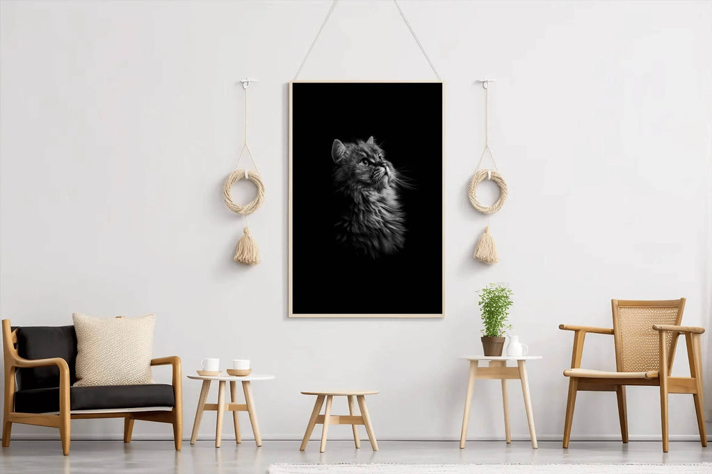 Maine Coon Cat Black & White Wall Art - beink online art store