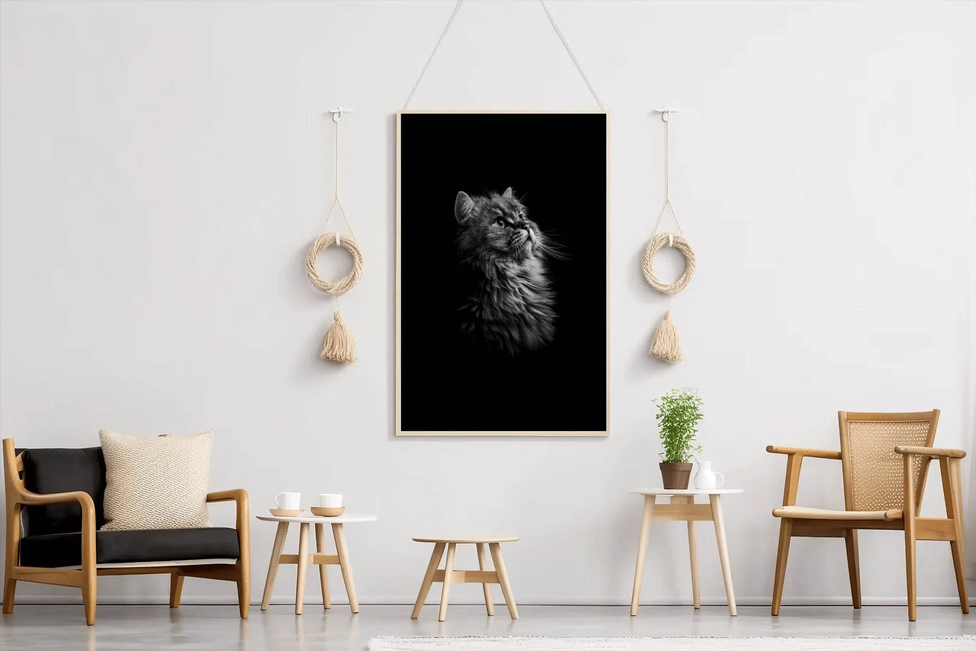 Maine Coon Cat Black & White Wall Art - beink online art store