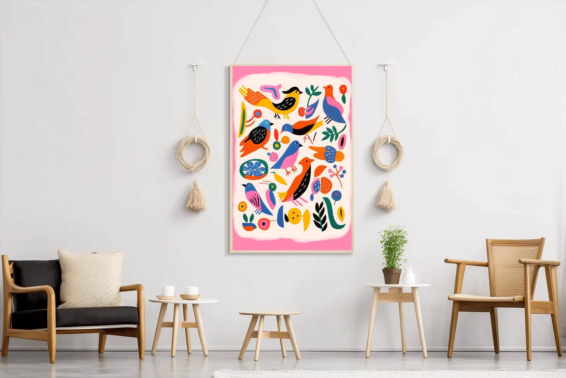 Painting Different Colored Birds Wall Art - beink online art store