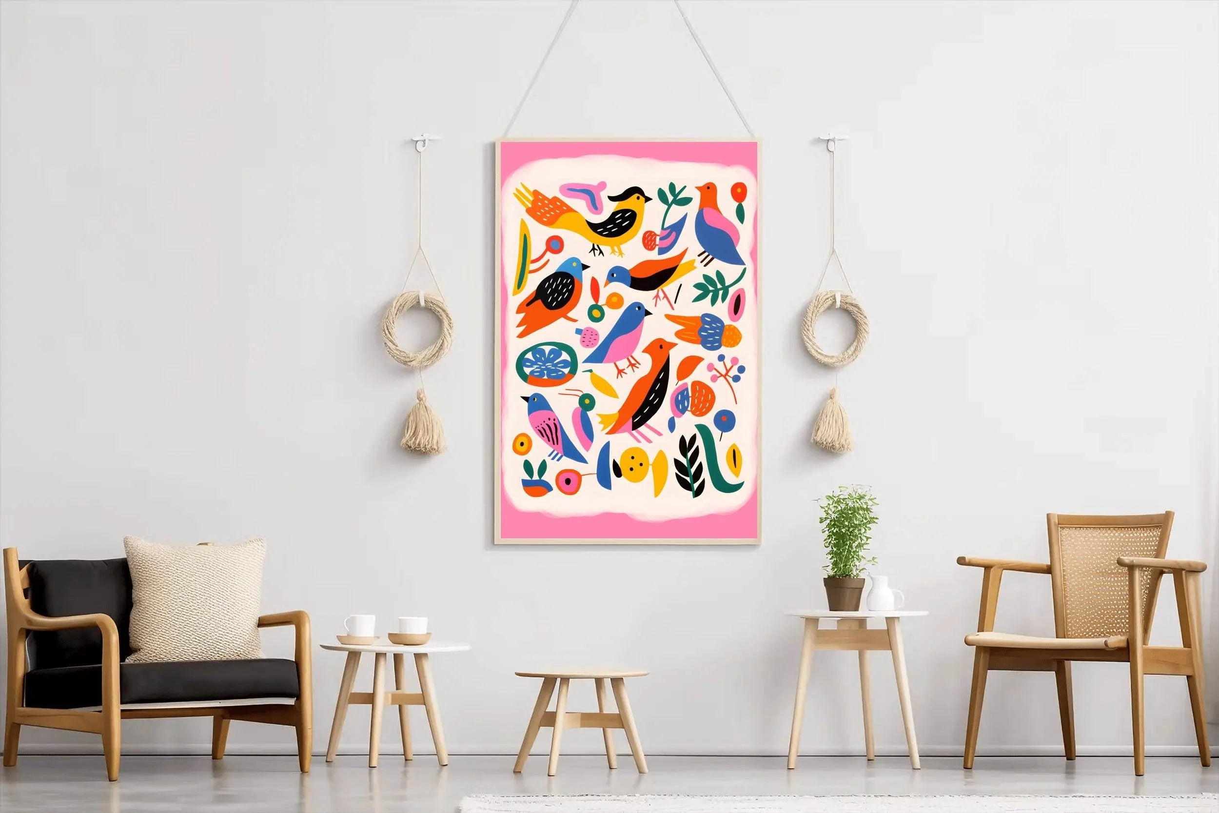 Painting Different Colored Birds Wall Art - beink online art store