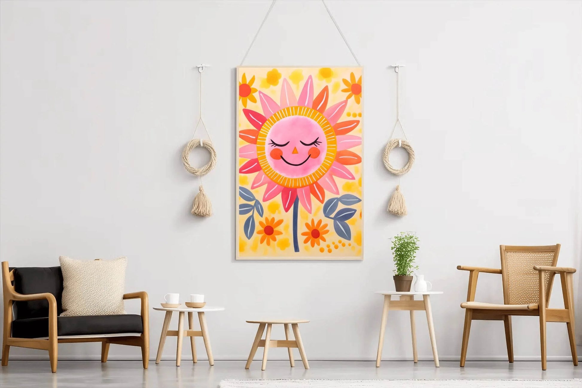 Cartoon Sunflower With Closed Eyes - beink online art store