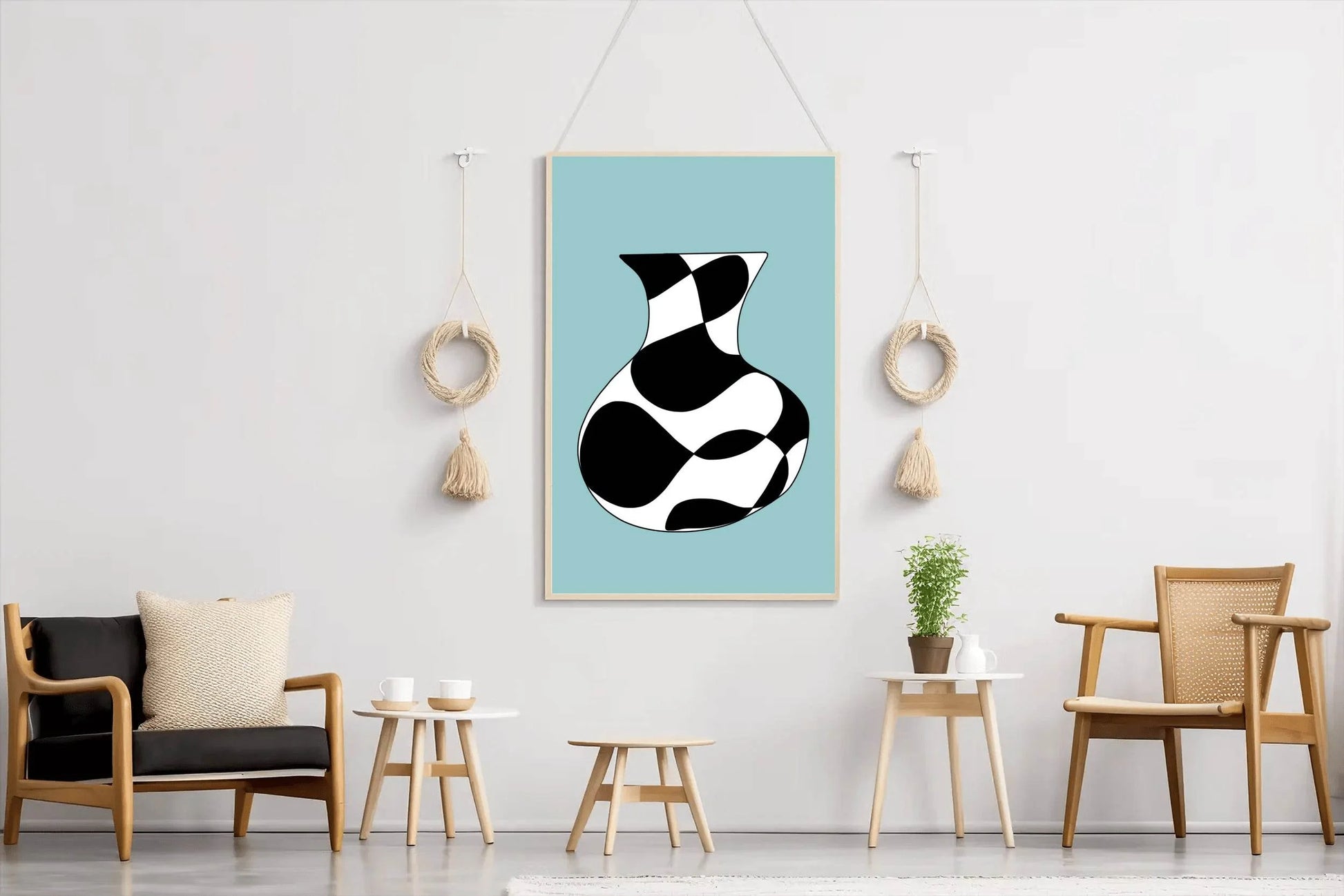 Black and White Vase Painting Wall Art - beink online art store