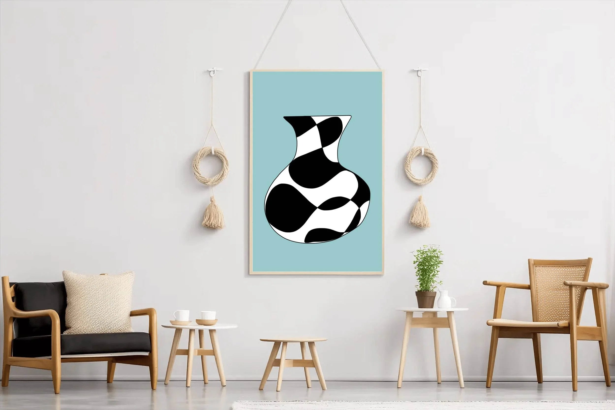 Black and White Vase Painting Wall Art - beink online art store