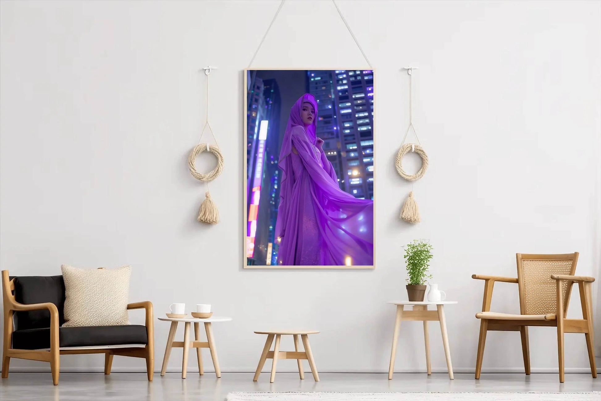 Purple Women Silk Dress Wall Art - beink online art store
