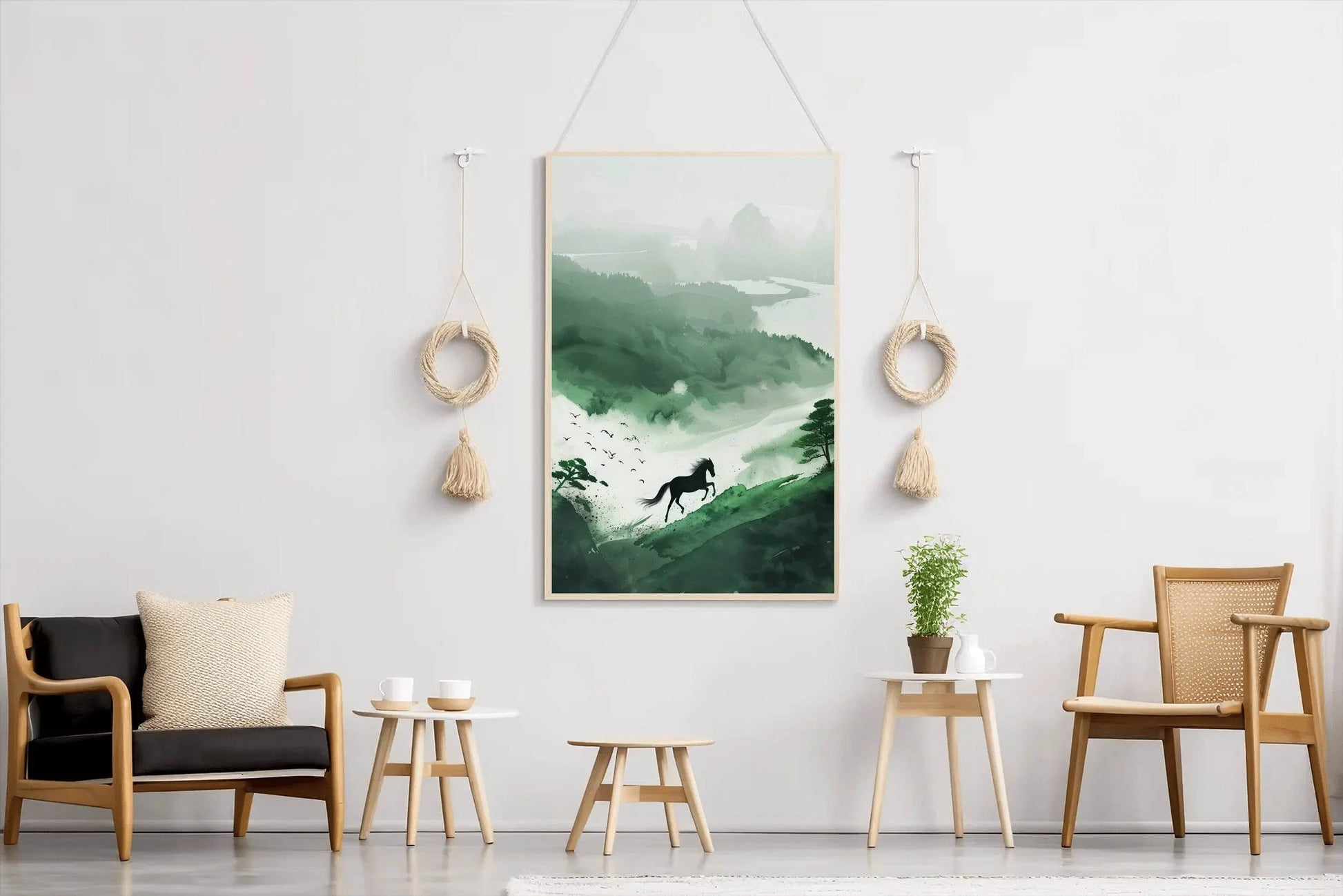Painting Black Horse In The Forest Wall Art - beink online art store
