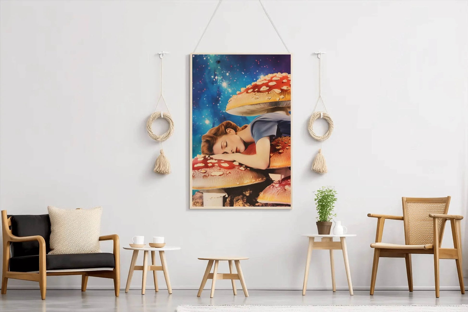 Girl Sleeping On A Mushroom Wall Art - beink online art store