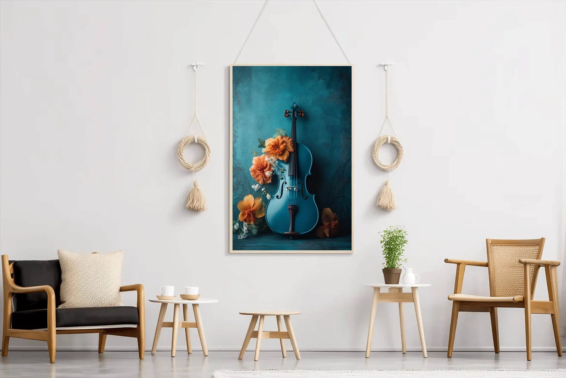 Classical Blue Violin Wall Art - beink online art store