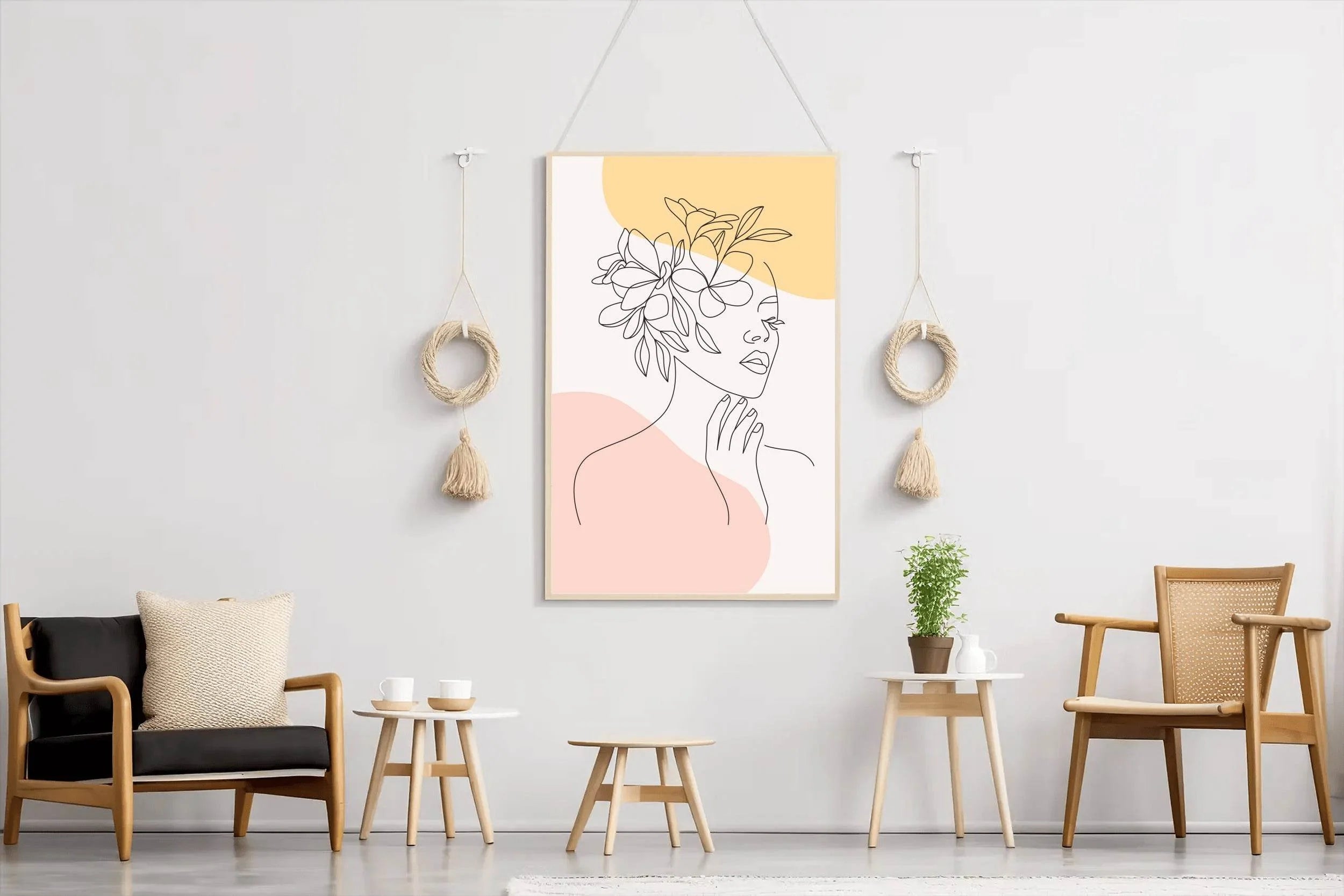 Girl With Flowers on Her Head Wall Art - beink online art store