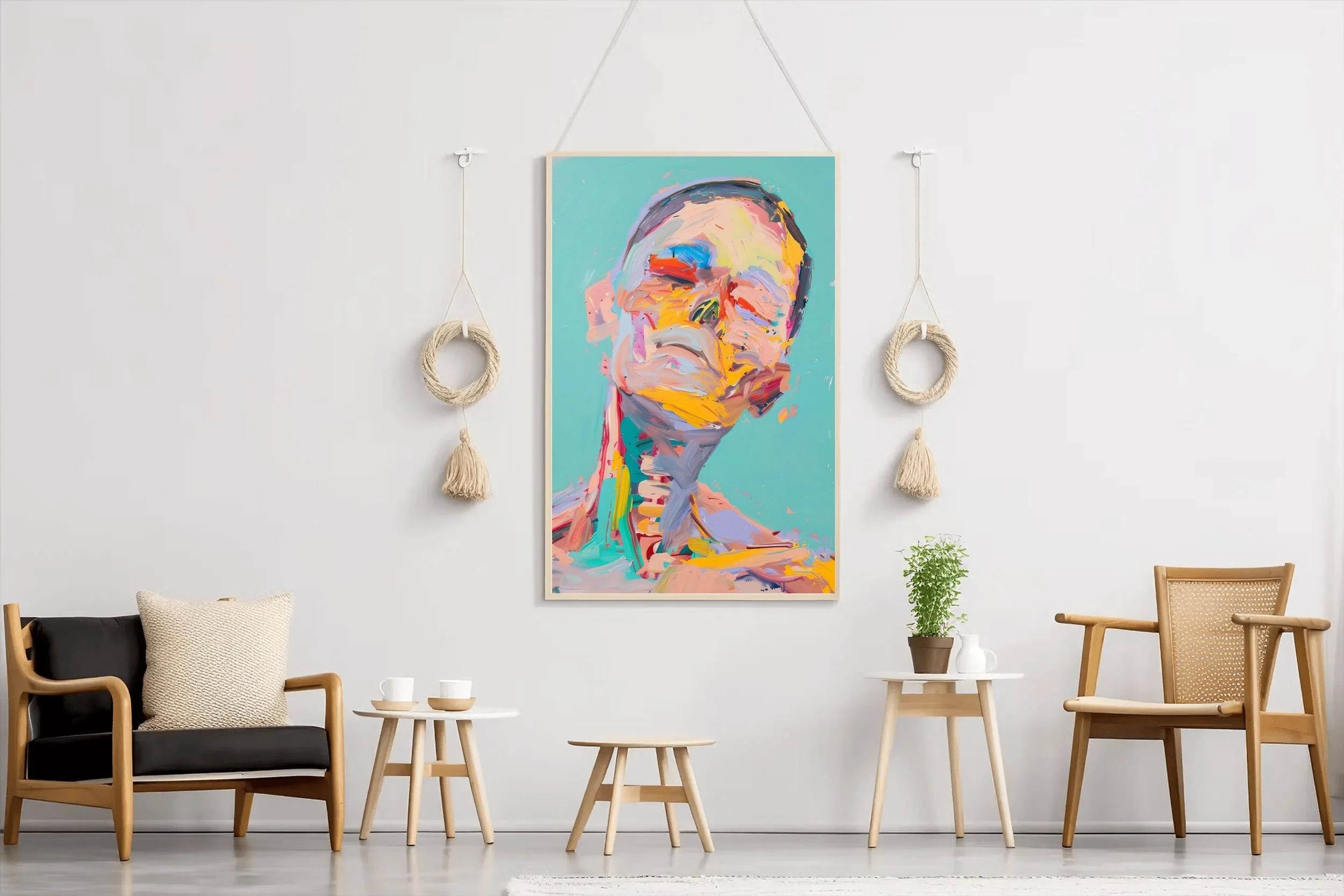 Colorful Face With Brush Strokes Wall Art - beink online art store