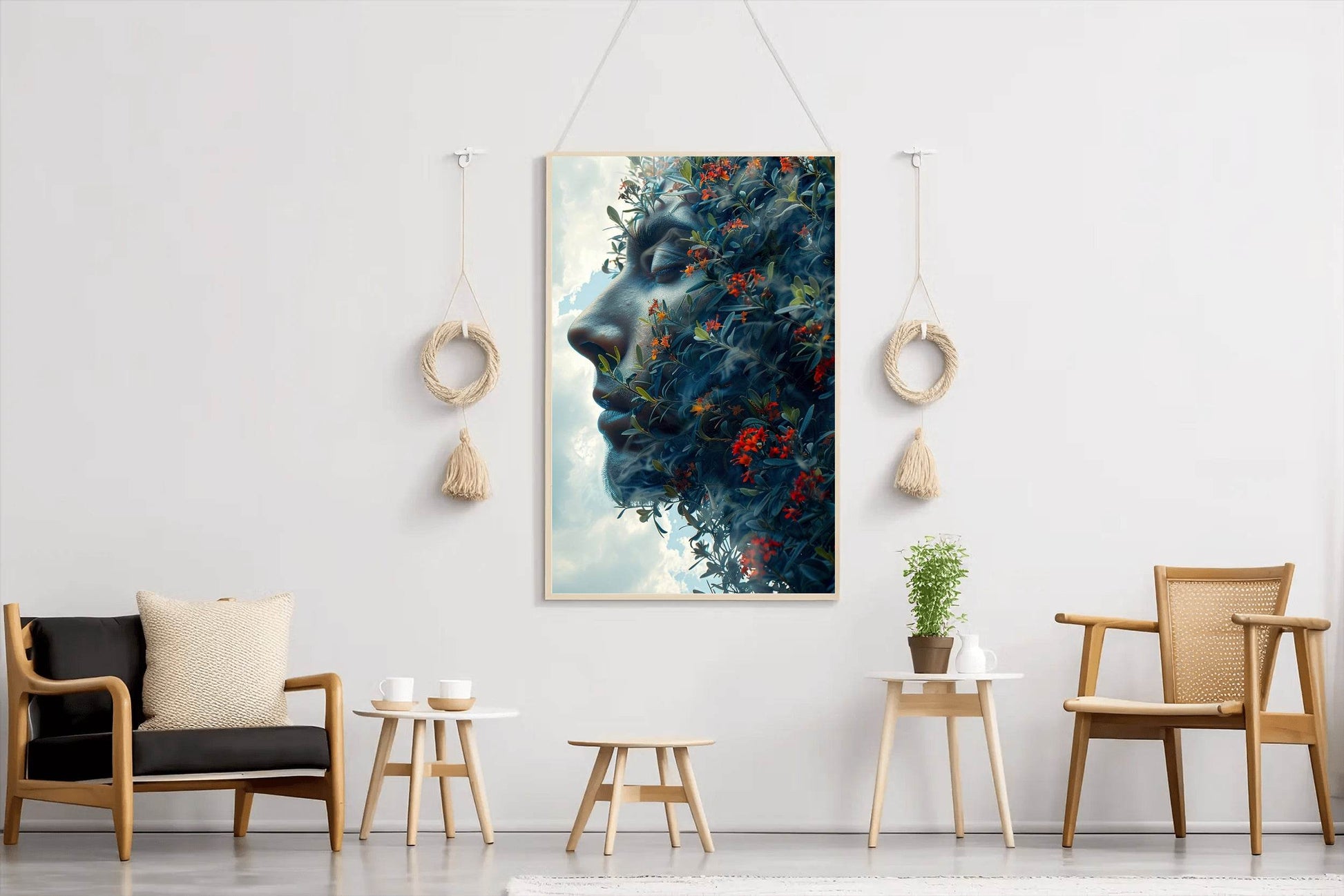 A Woman Face With Flowers Digital Art - beink online art store
