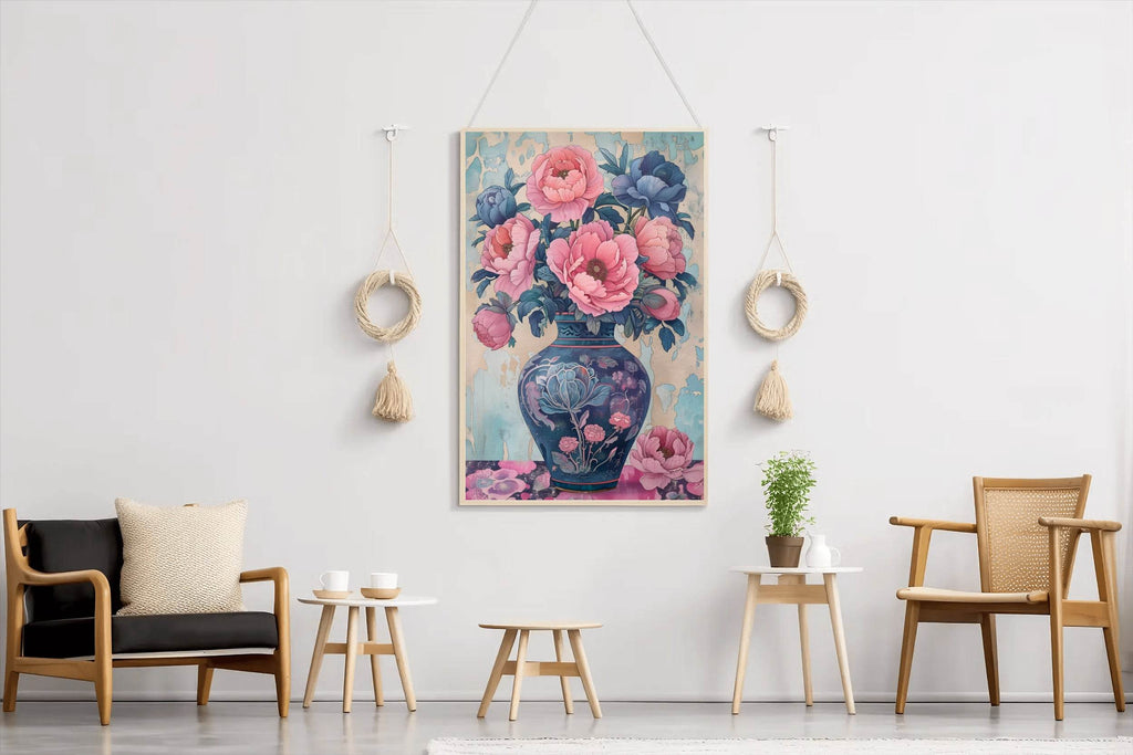 Blue Vase With Bunch of Flowers Digital Art - beink online art store