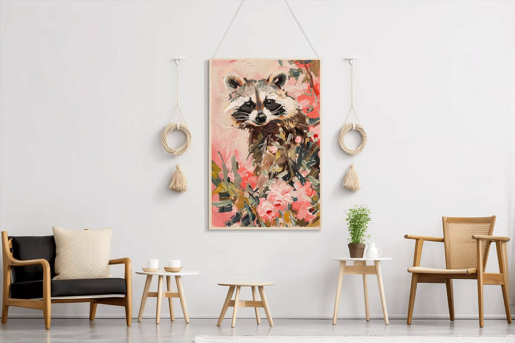 Watercolor Brush Strokes Raccoon Painting - beink online art store