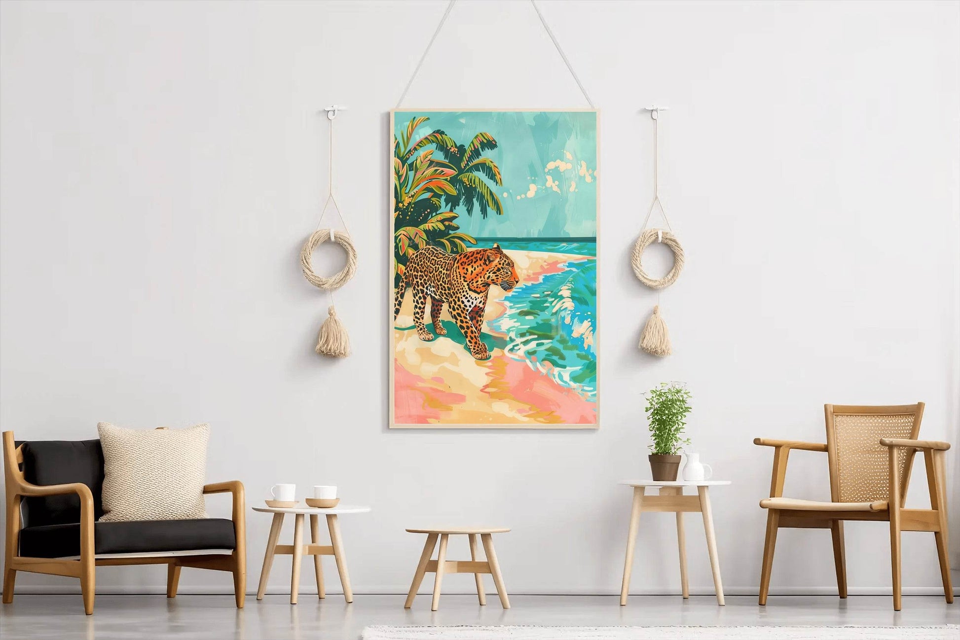Leopard on the Beach Wall Art - beink online art store