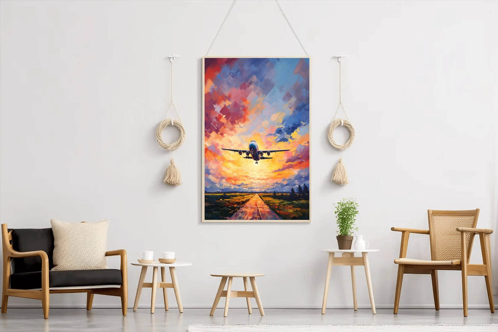Drawing Of Airplane Takeoff Wall Art - beink online art store
