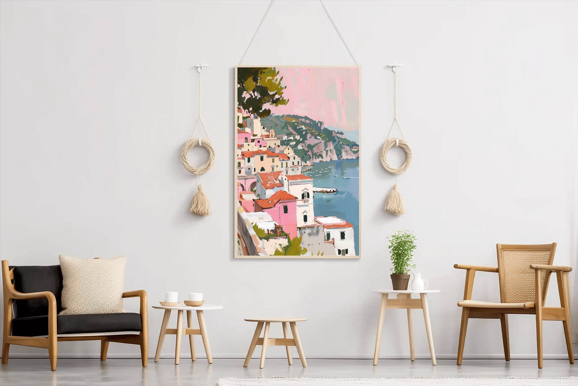 Beautiful Village By The Beach Wall Art - beink online art store