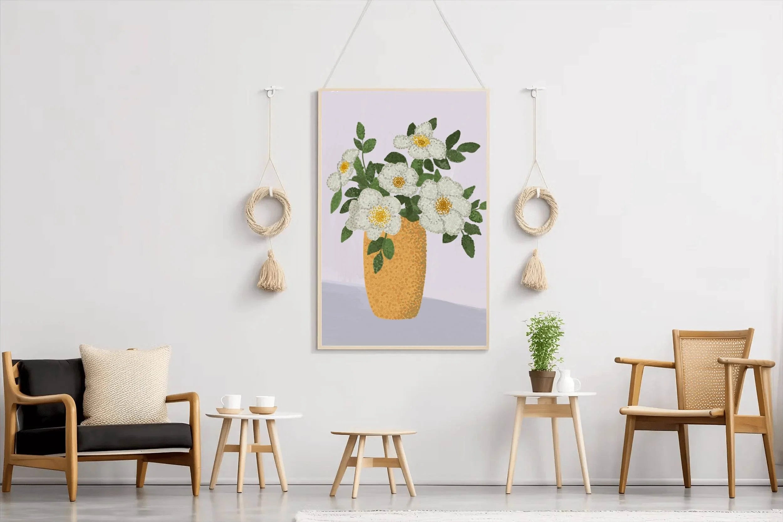 Painting A Vase With White Roses Wall Art - beink online art store