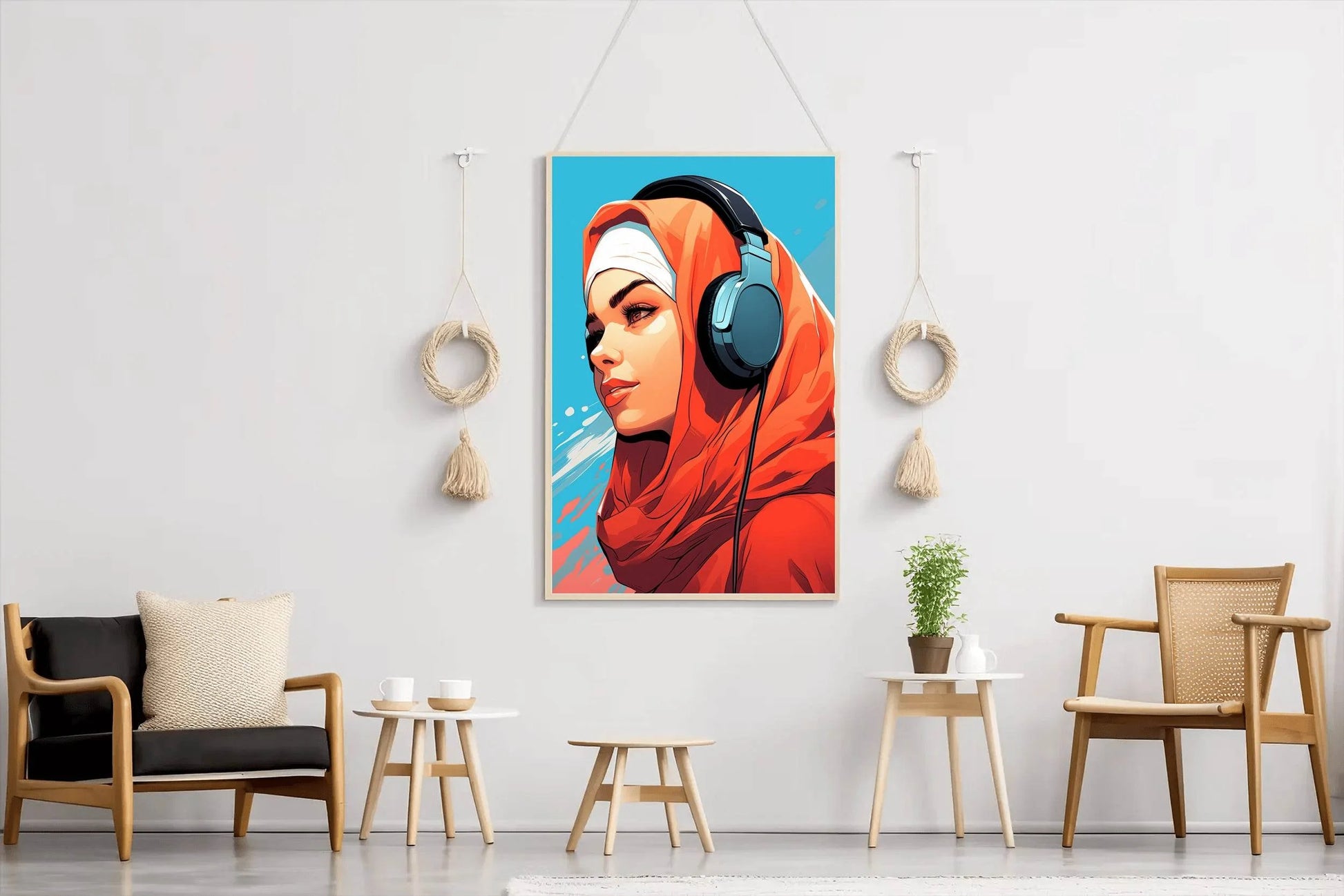 Modern Anime Hijab Girl Wall Art - beink online art store