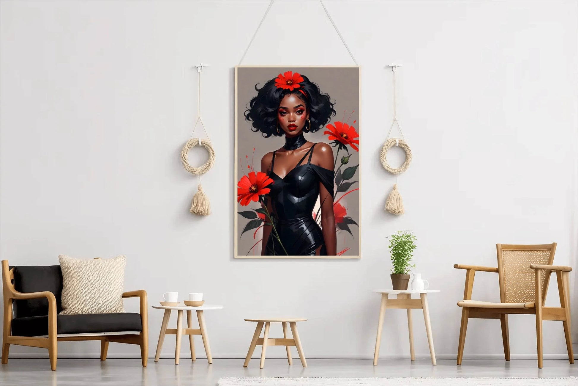 Floral Elegance Bold Beauty in Black and Red Wall Art - beink online art store