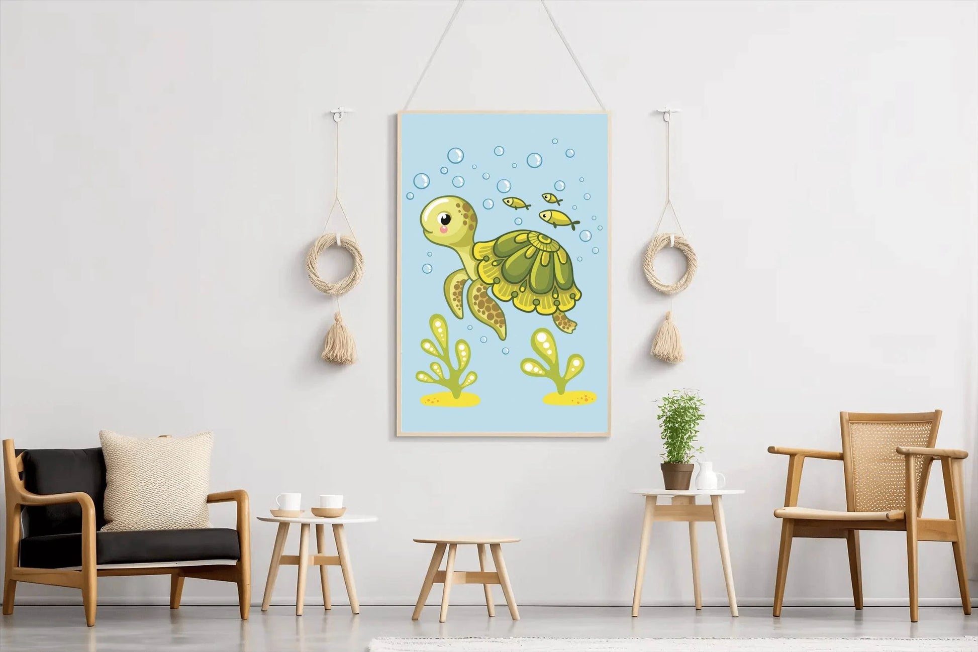 Cute Cartoon Floating Turtle Wall Art - beink online art store