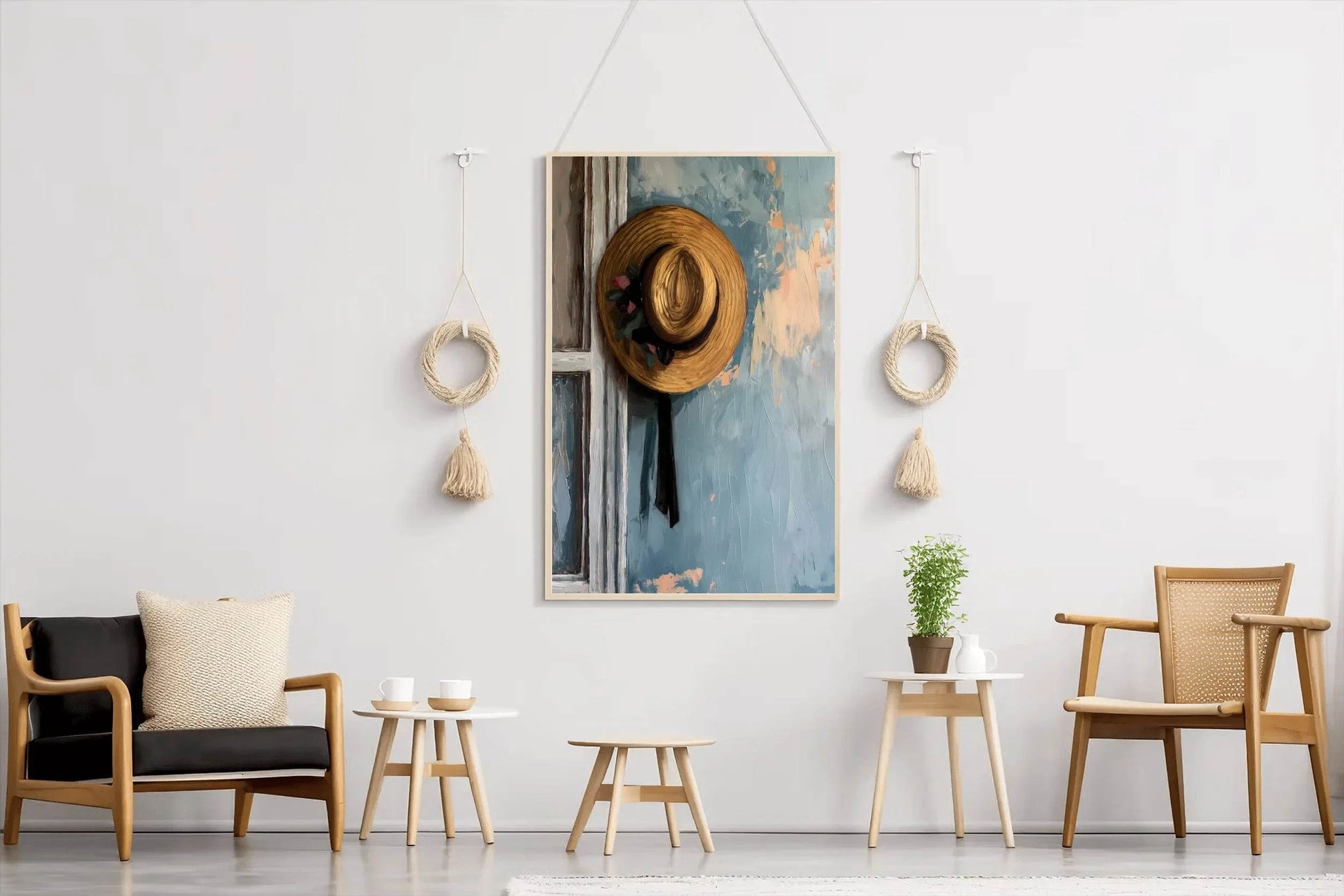 Women Wide Brim Hat Painting Wall Art - beink online art store
