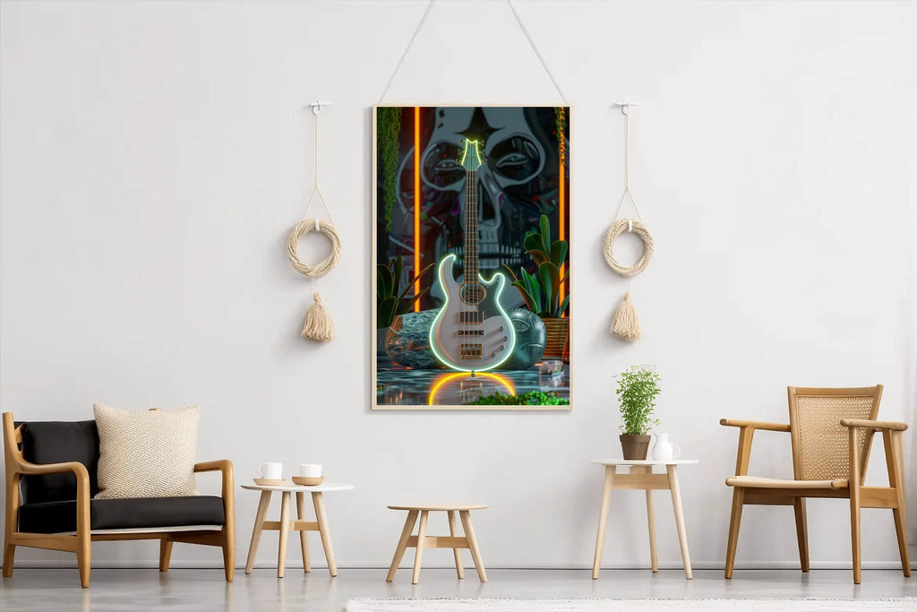Augustic Guitar With Neon Wall Art - beink online art store