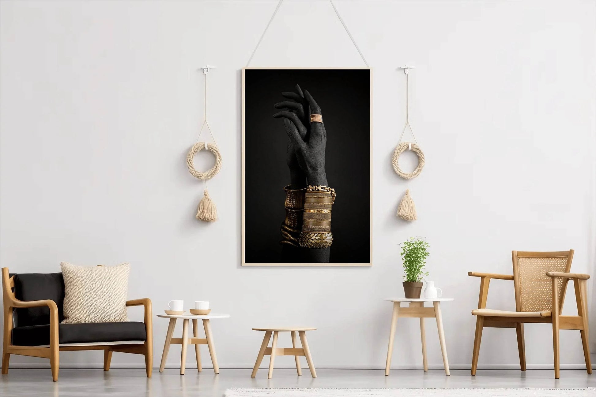 Black Woman Hand With Gold Bracelet Wall Art - beink online art store