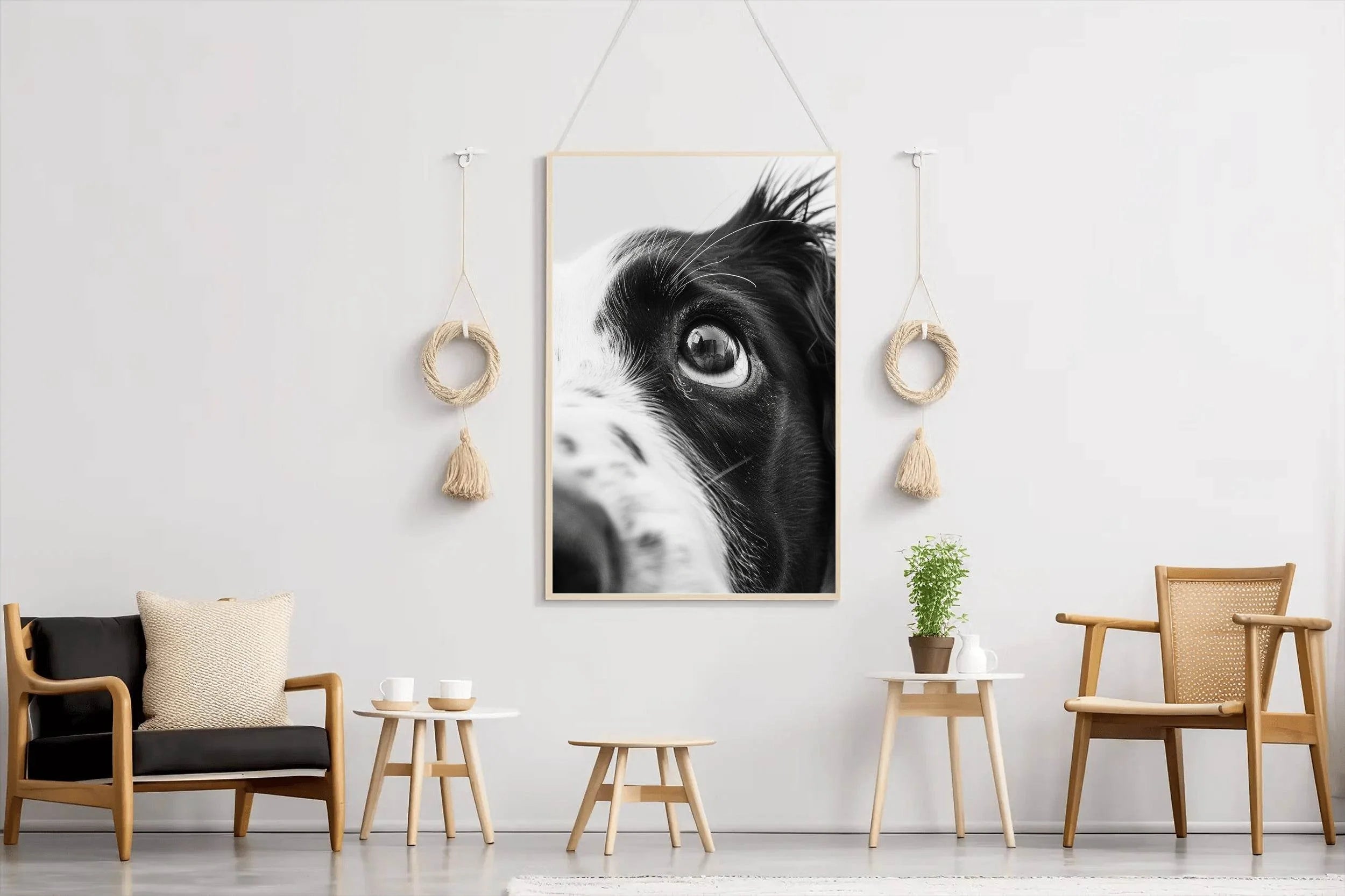 Border Collie Dog Black & White Wall Art - beink online art store