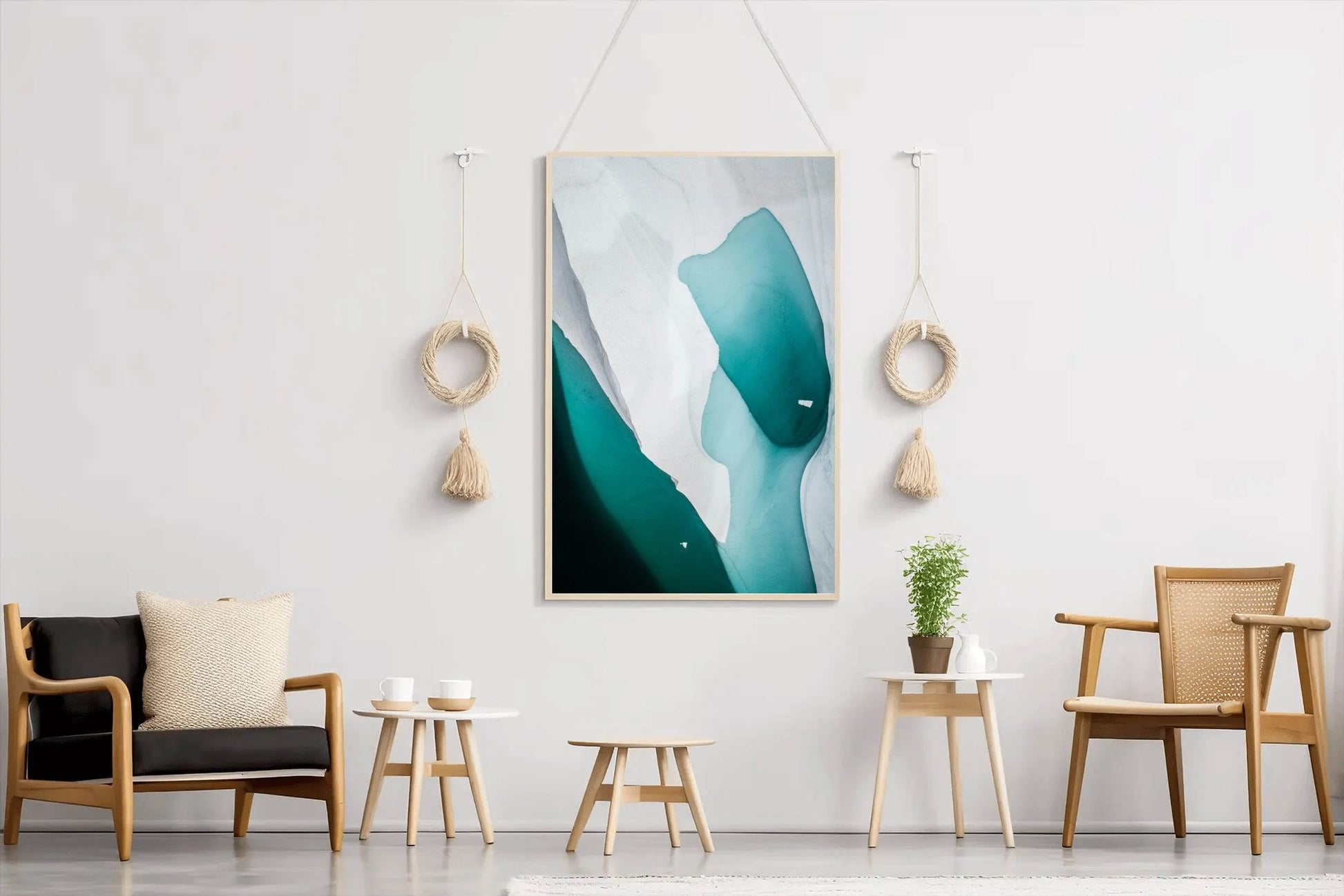 Green Water Color With White Background Abstract Wall Art - beink online art store