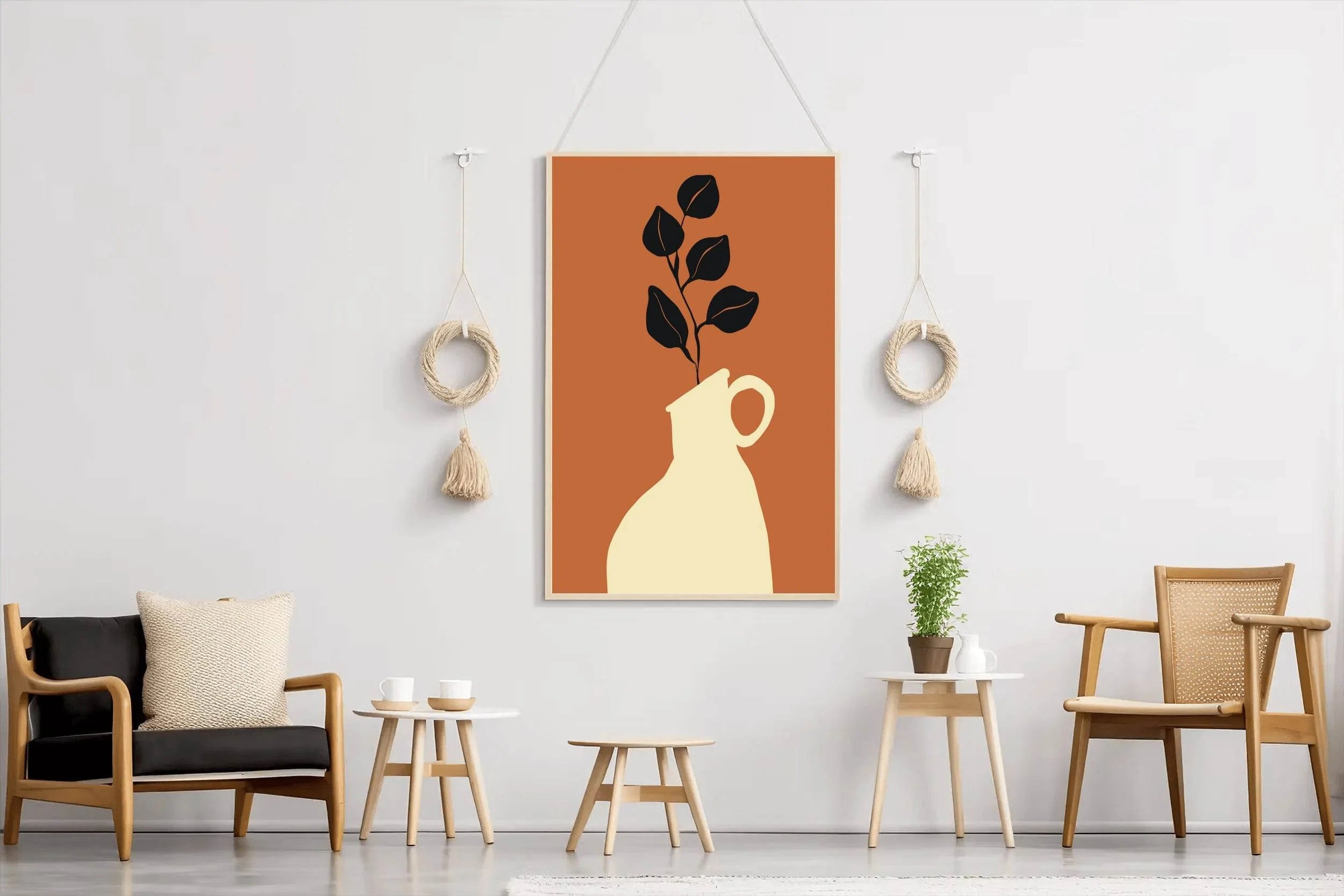 Minimalist Vase Stylized Foliage ArtWork - beink online art store