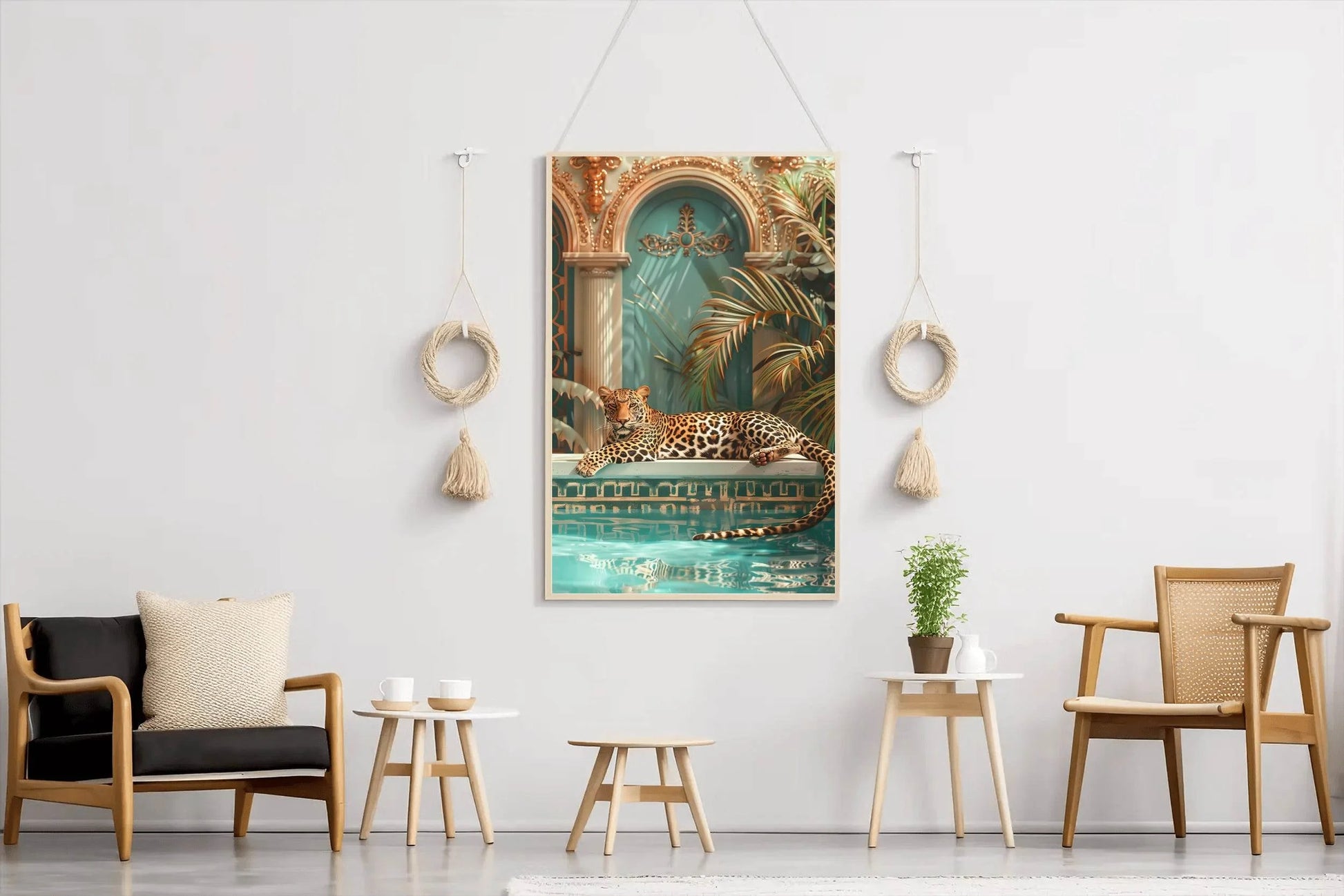 Javan Leopard Sitting Besides Pool - beink online art store