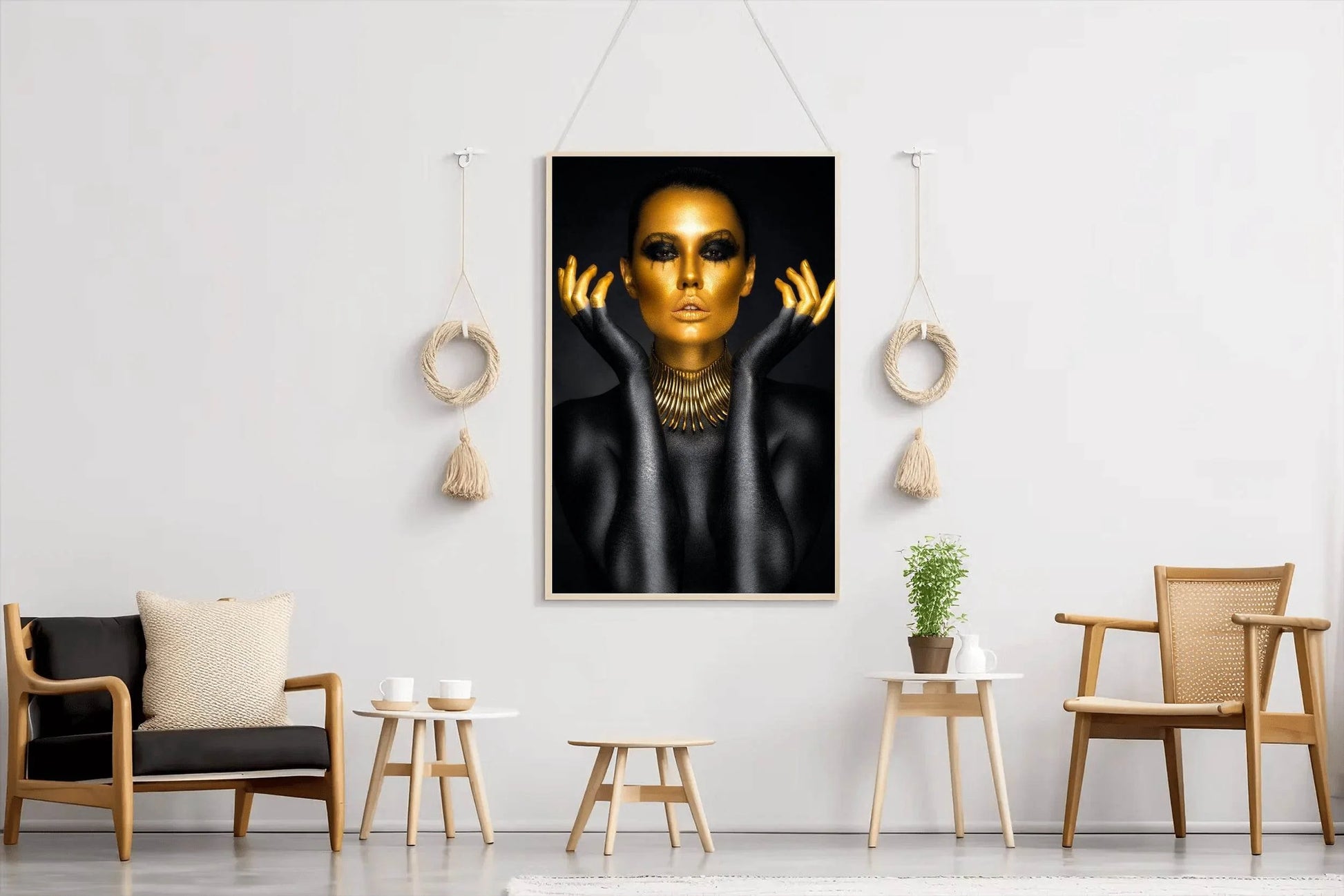 Golden Face Of a Woman Wall Art - beink online art store