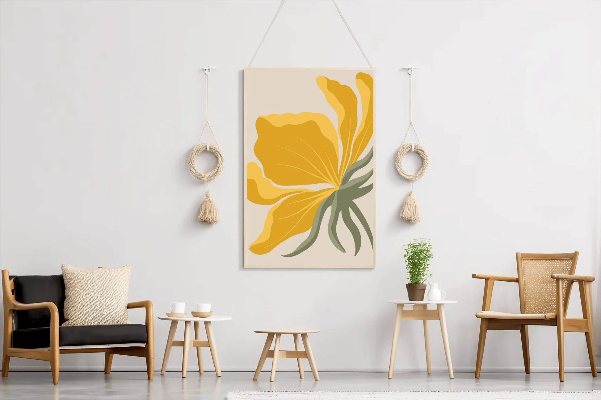 Abstract Stylized Yellow Bloom Flower ArtWork - beink online art store