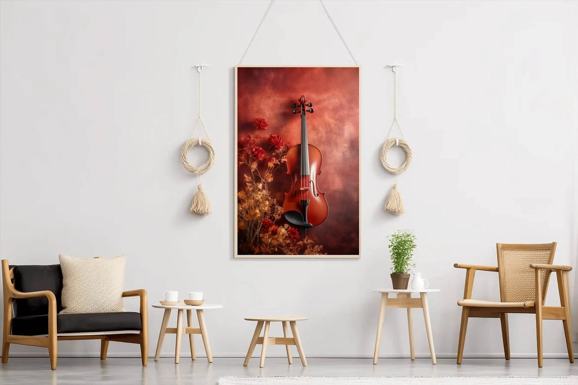 Old Red Wood Violin Wall Art - beink online art store