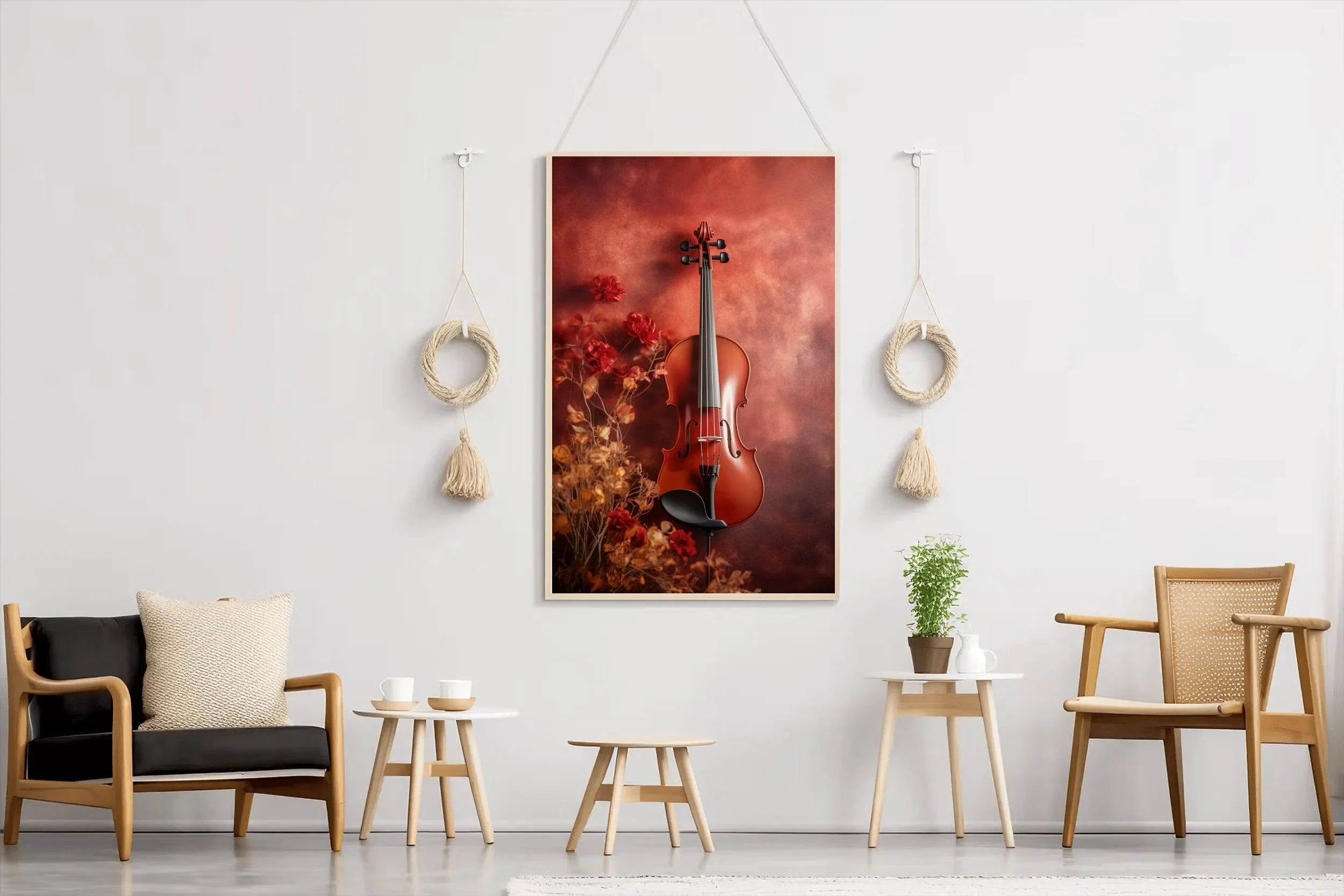 Old Red Wood Violin Wall Art - beink online art store