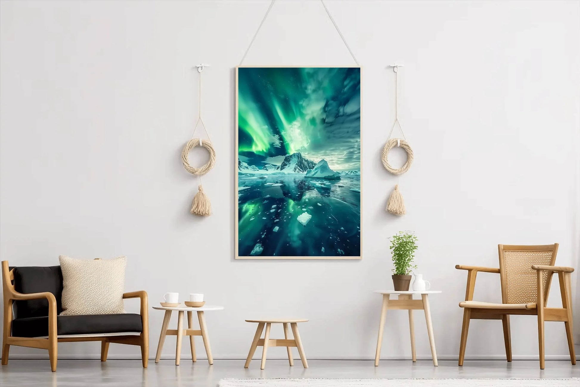 Aurora Australis Over Antarctic Icebergs Wall Art - beink online art store