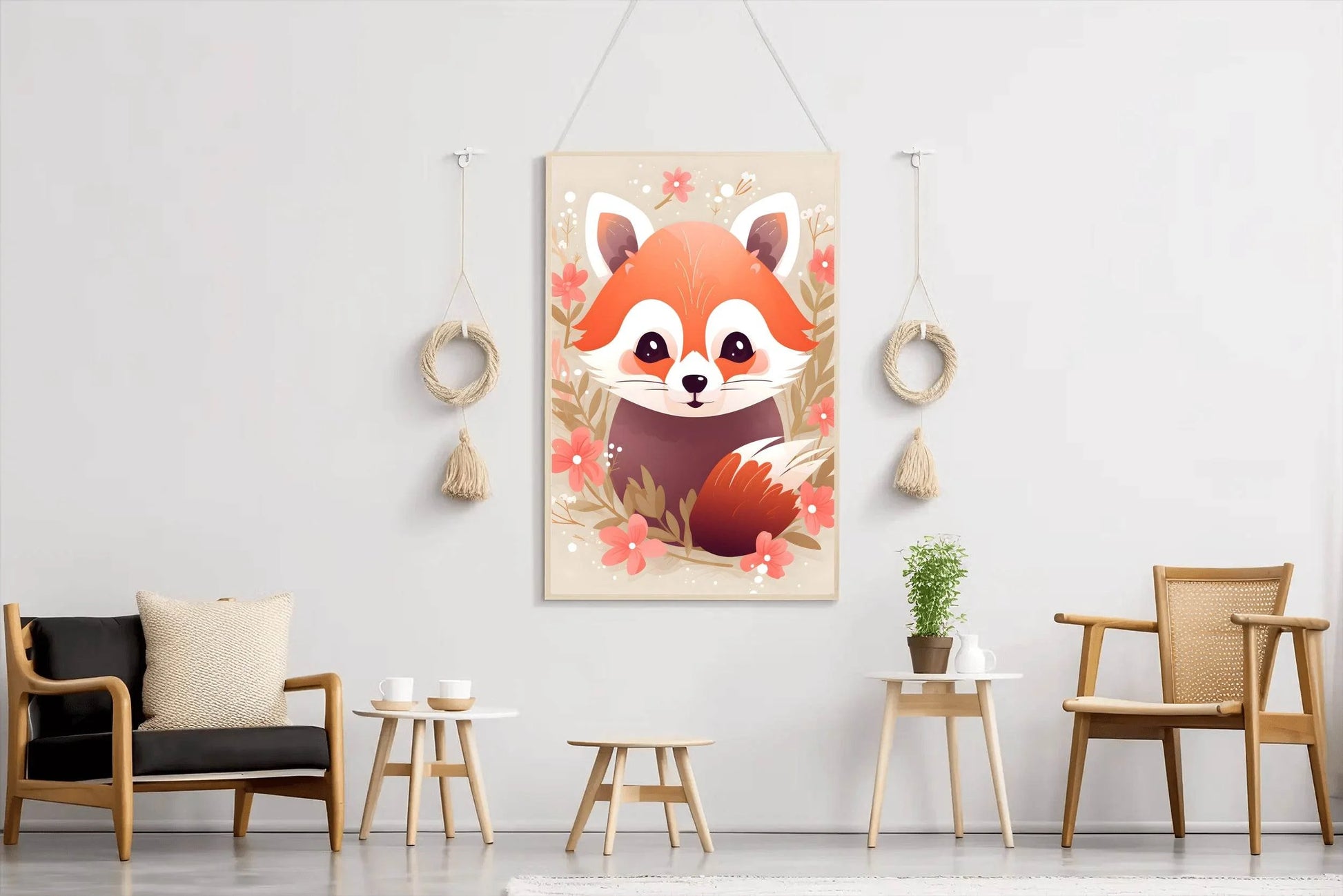 Cute Red Fox Sitting on the Ground - beink online art store