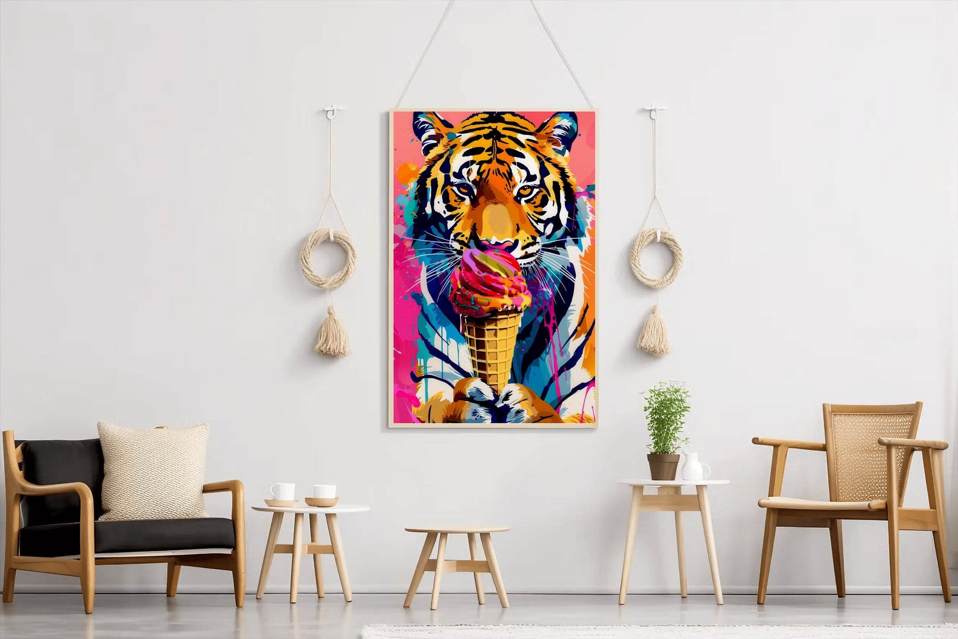tiger eating ice cream Wall Art - beink online art store