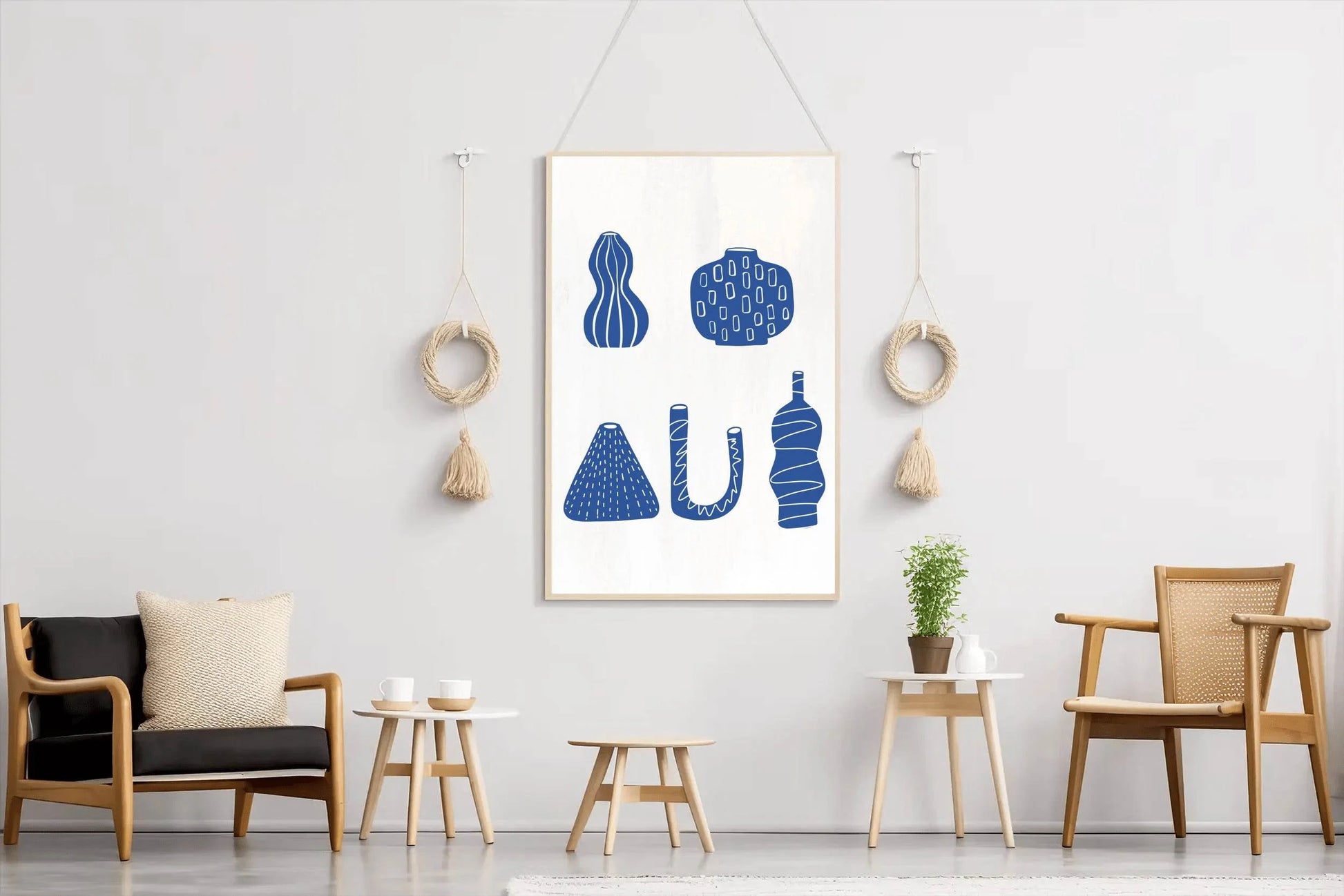 Blue Greek Vases Wall Art - beink online art store