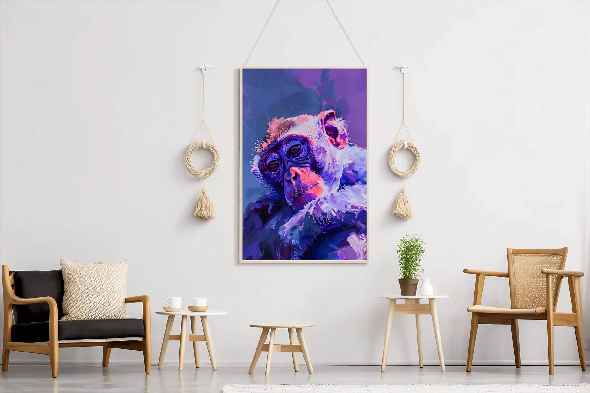 Purple Painting of Japanese Monkey - beink online art store