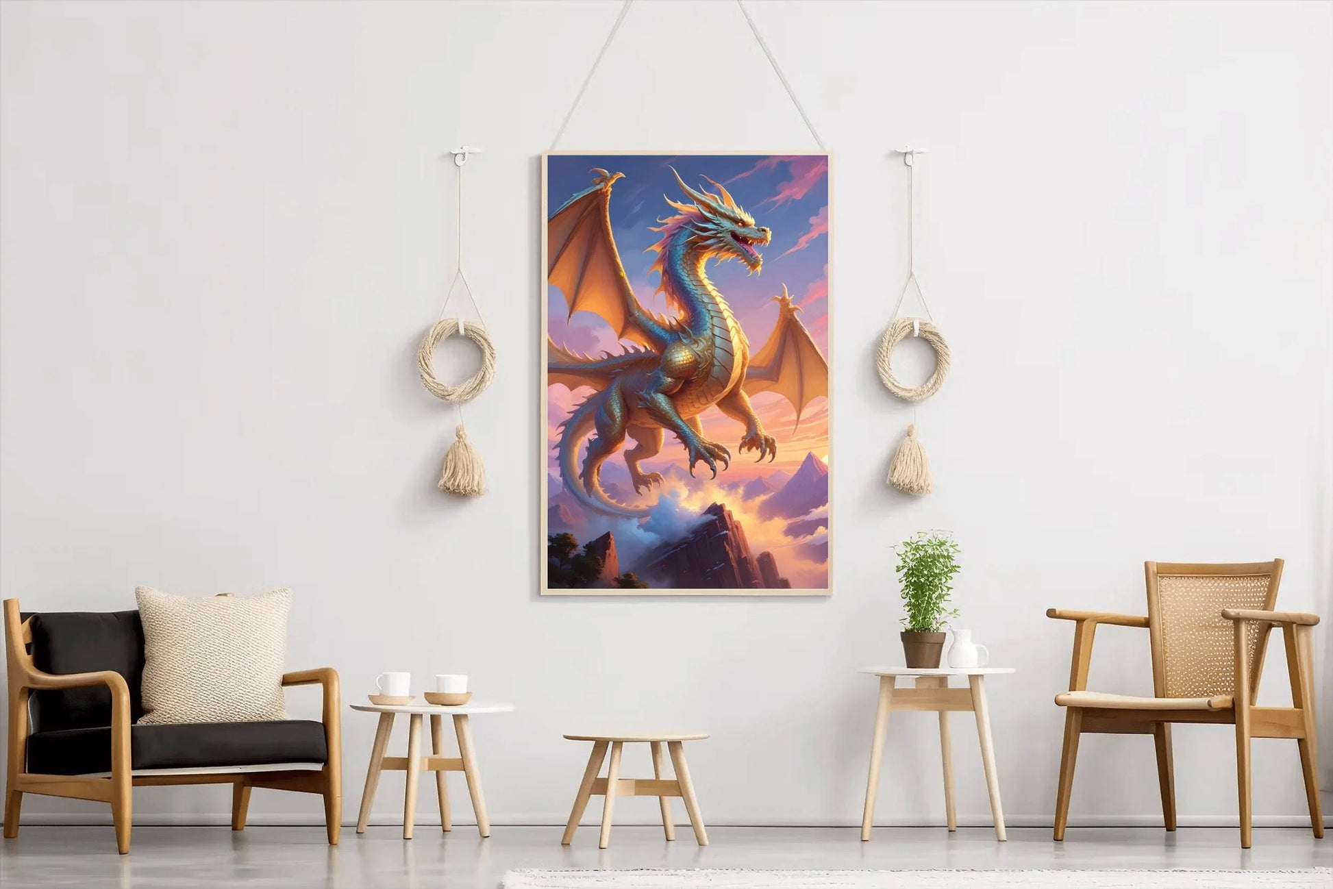 Flying Golden Dragon Animal Wall Art - beink online art store