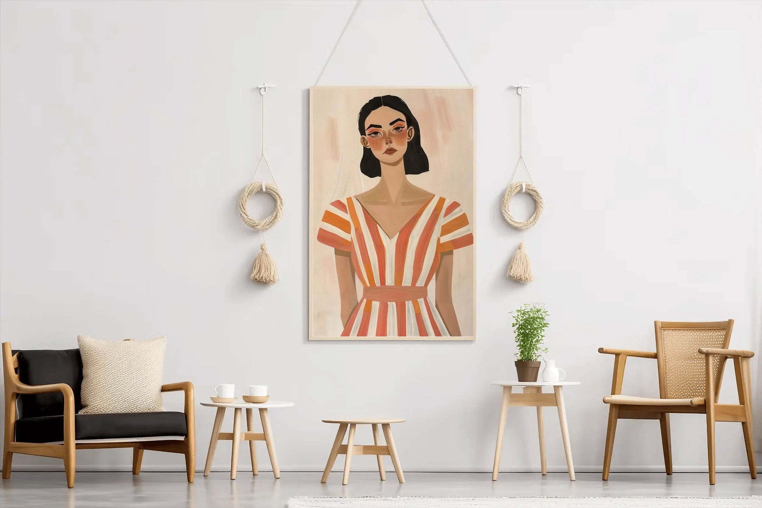 Women in Senset Stripes Dress - Bold Serenity Wall Art - beink online art store