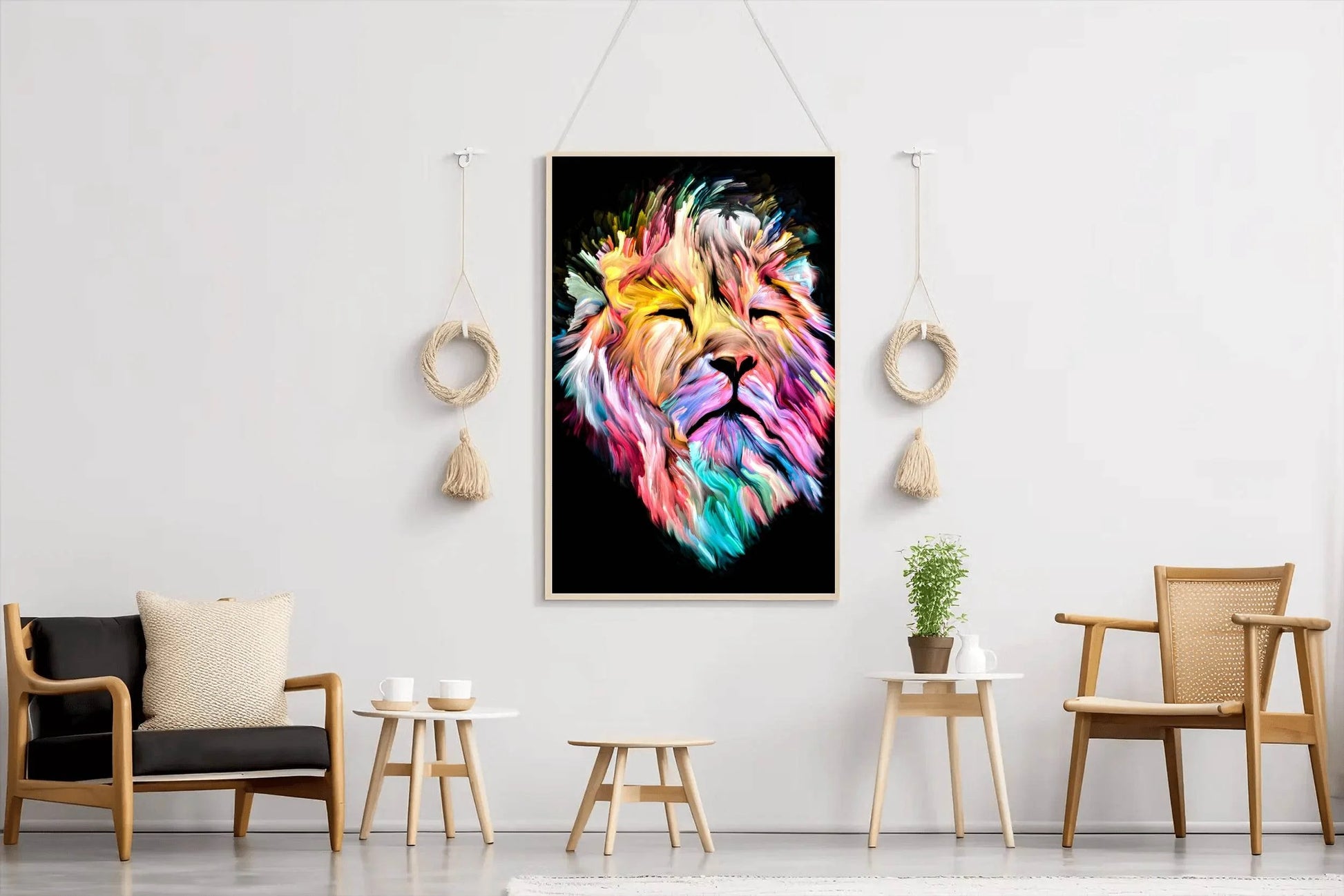 Multicolor Lion Face Illustration Wall Art - beink online art store