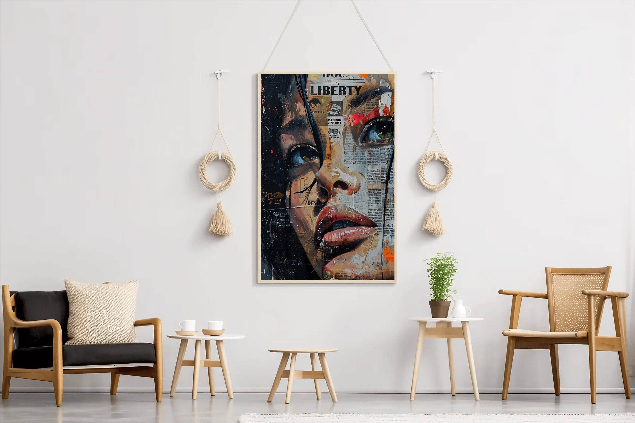 Collage of a Woman in Newspaper Wall Art - beink online art store