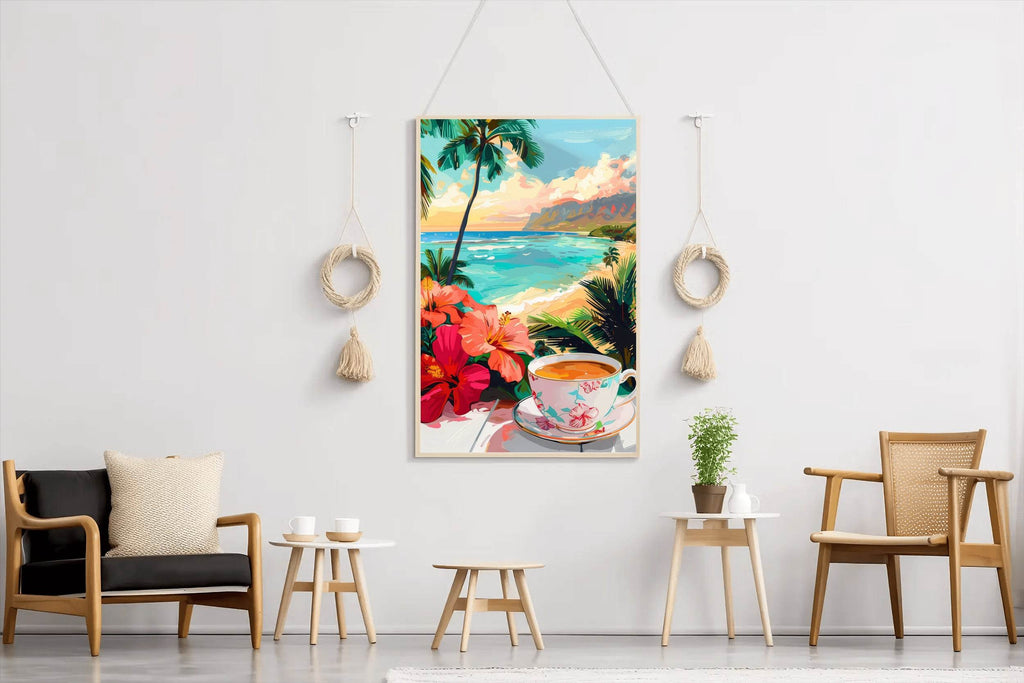 Hibiscus and Tea by the Beach Wall Art - beink online art store