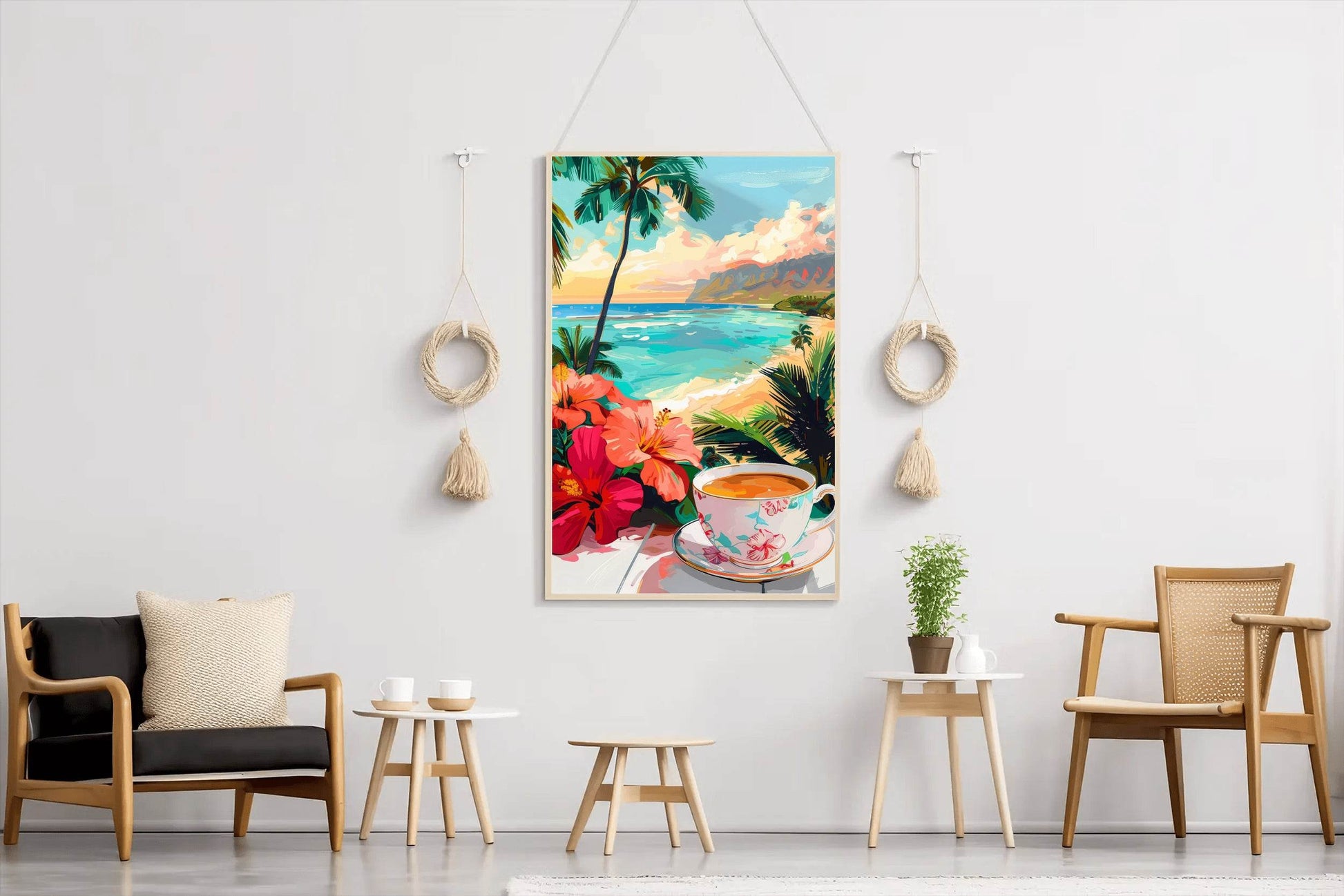 Hibiscus and Tea by the Beach Wall Art - beink online art store