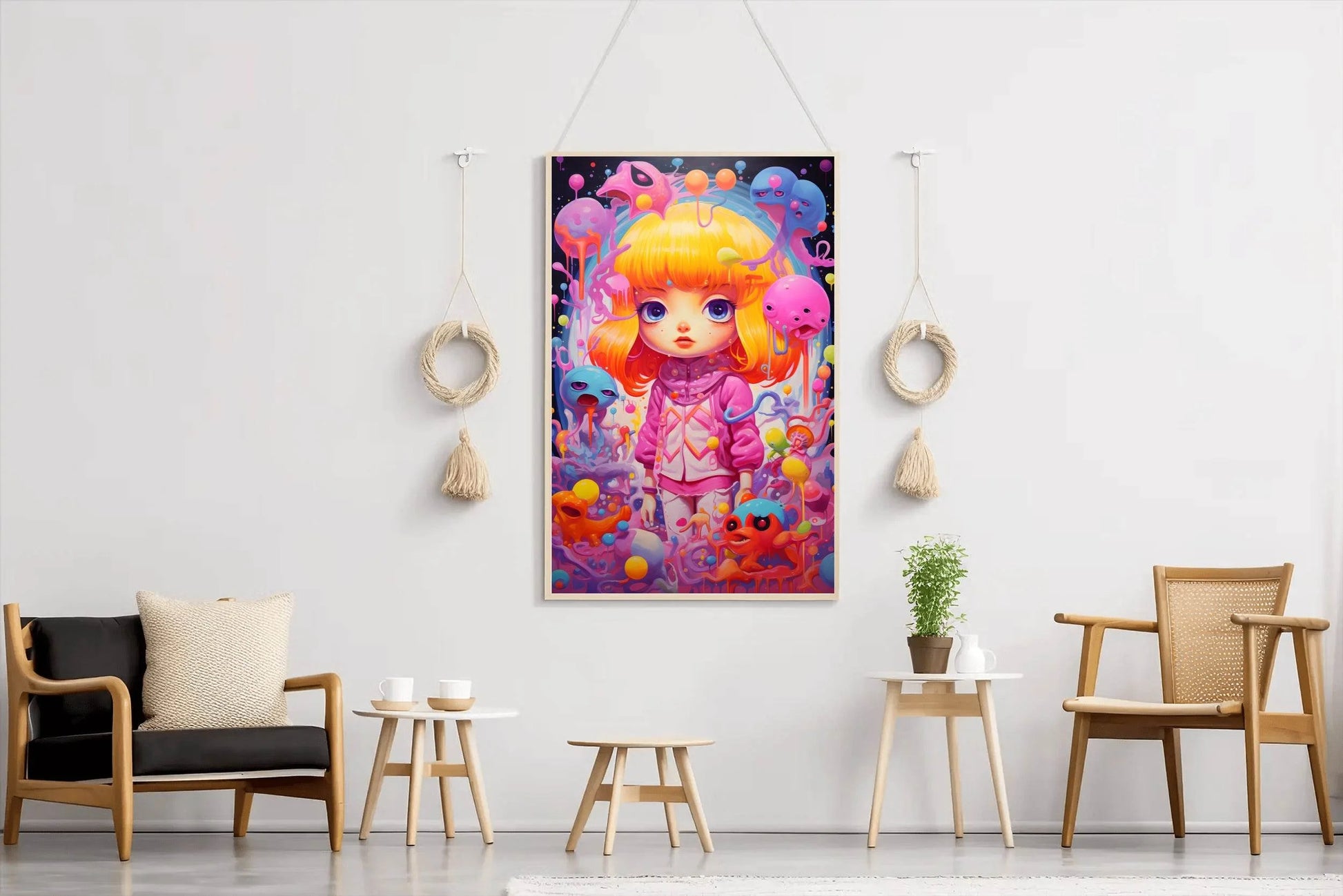 Painting of a Girl with Yellow Hair With Balloon - beink online art store